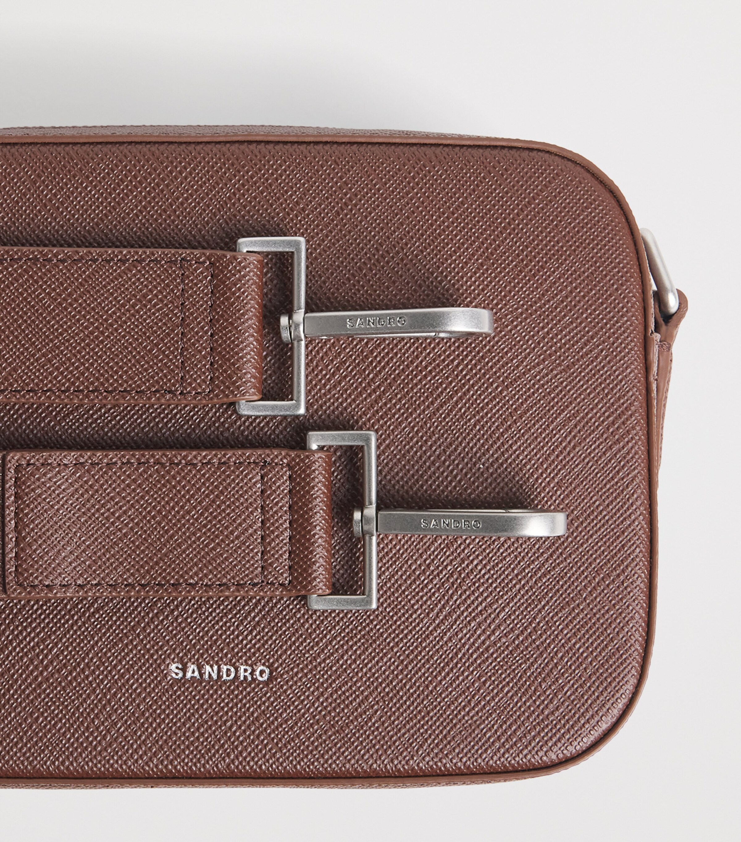 Sandro Paris Saffiano Leather Cross-Body Bag Cognac Image 6