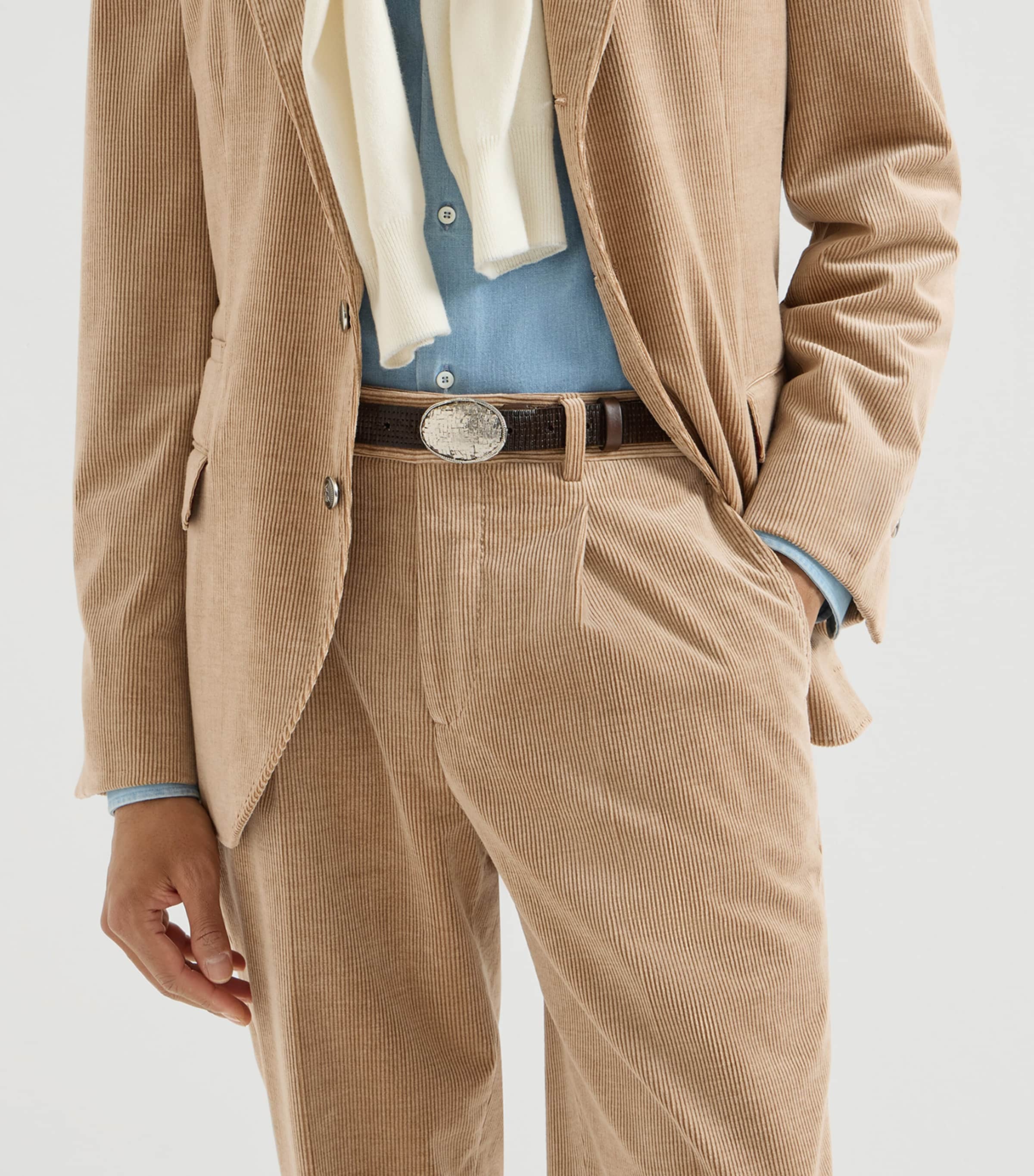 Brunello Cucinelli Mens Cotton-Cashmere-Blend Corduroy Image 5