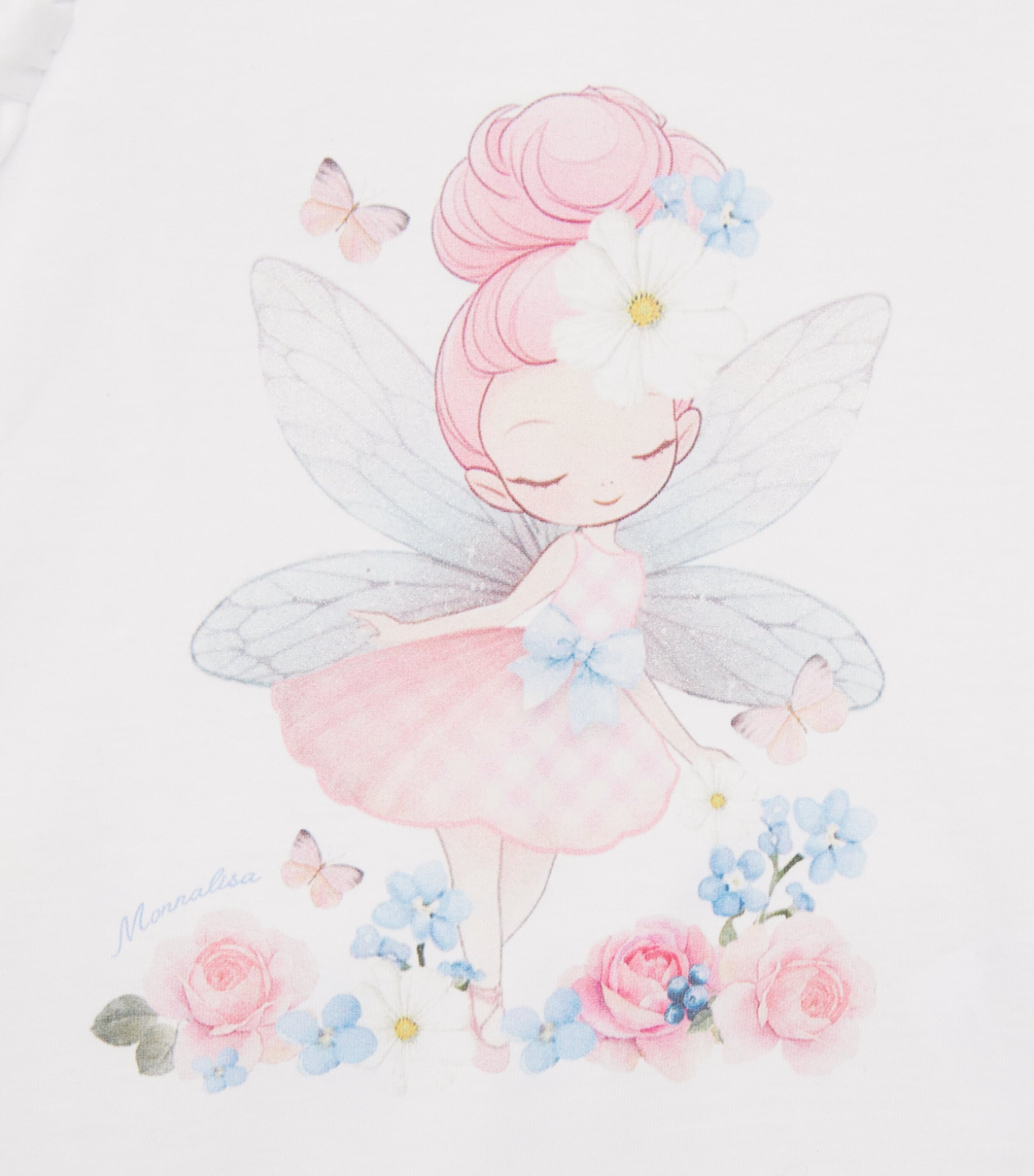 Monnalisa Cotton Fairy T-Shirt and Leggings Set (3 Months-3 Years) White+stripe White Image 4