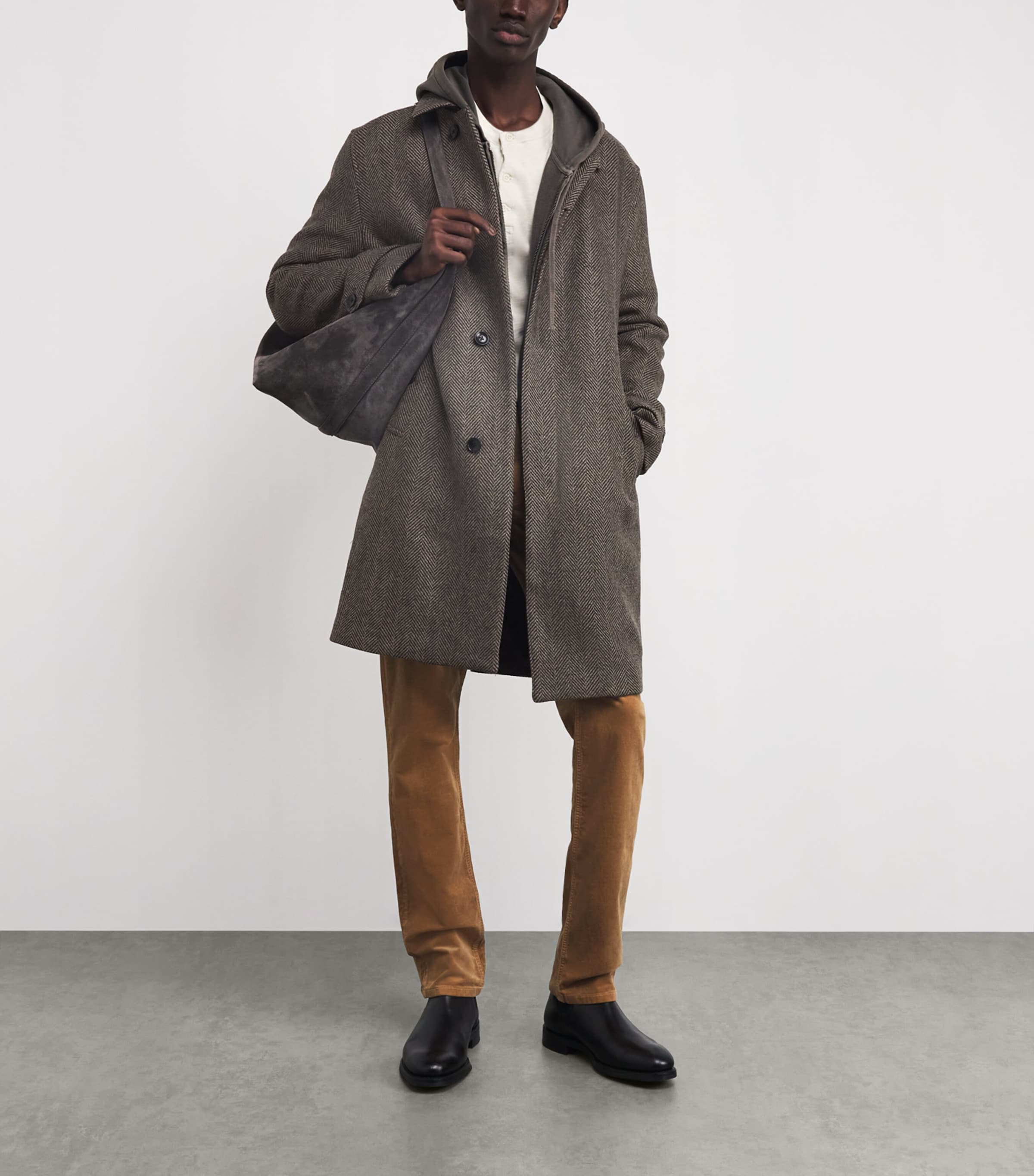 Wool-Blend Herringbone Brunetti Overcoat CAMEL/BLACK Image 2