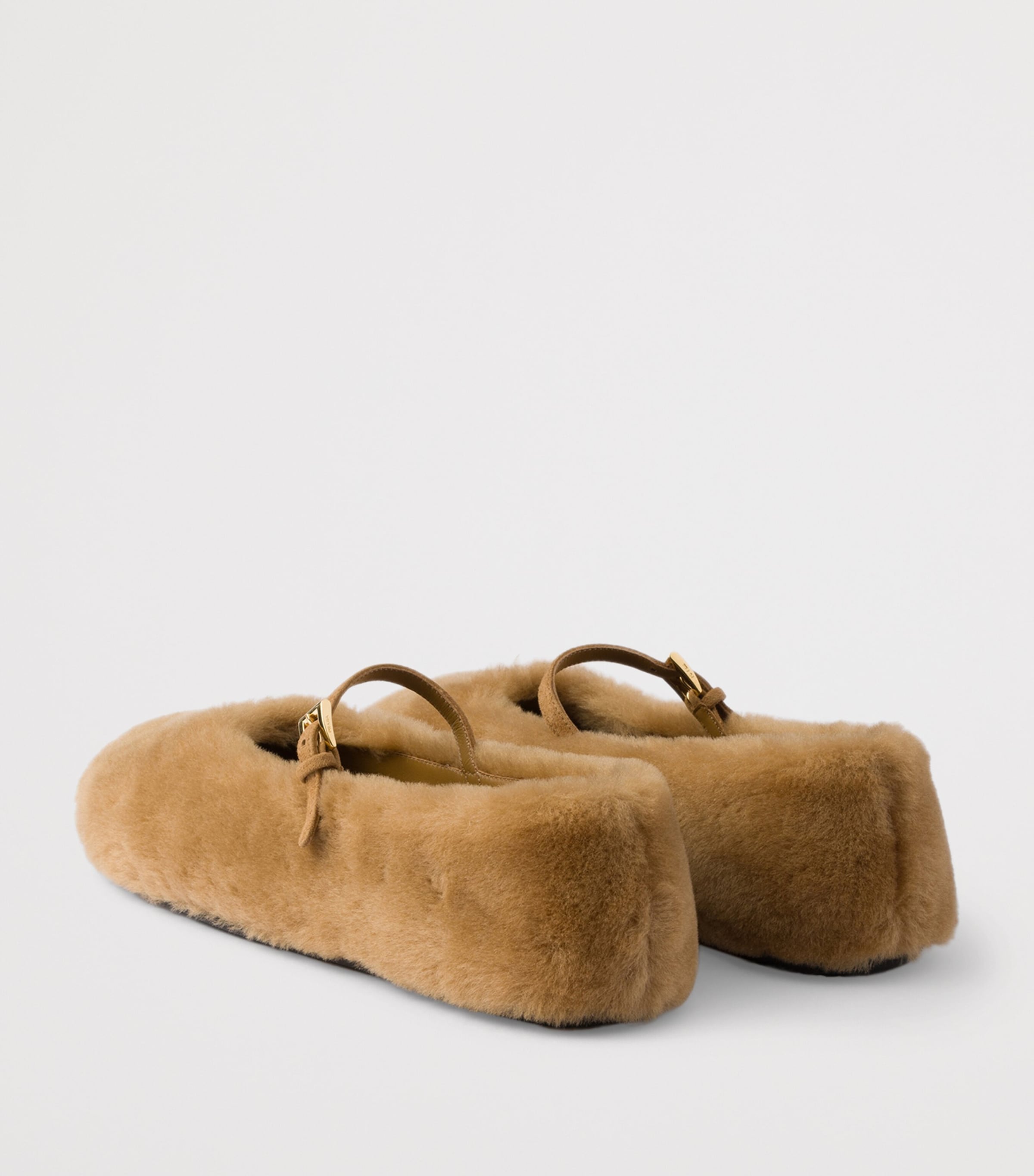 Prada Shearling Ballet Flats Brown Image 4