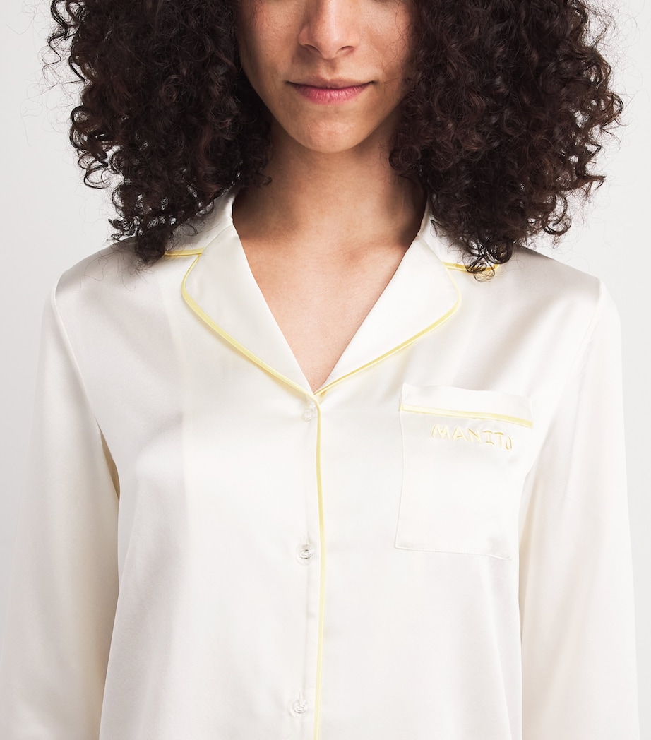 MANITO Womens Mulberry Silk Macaron Pyjamas Creamy White Image 3
