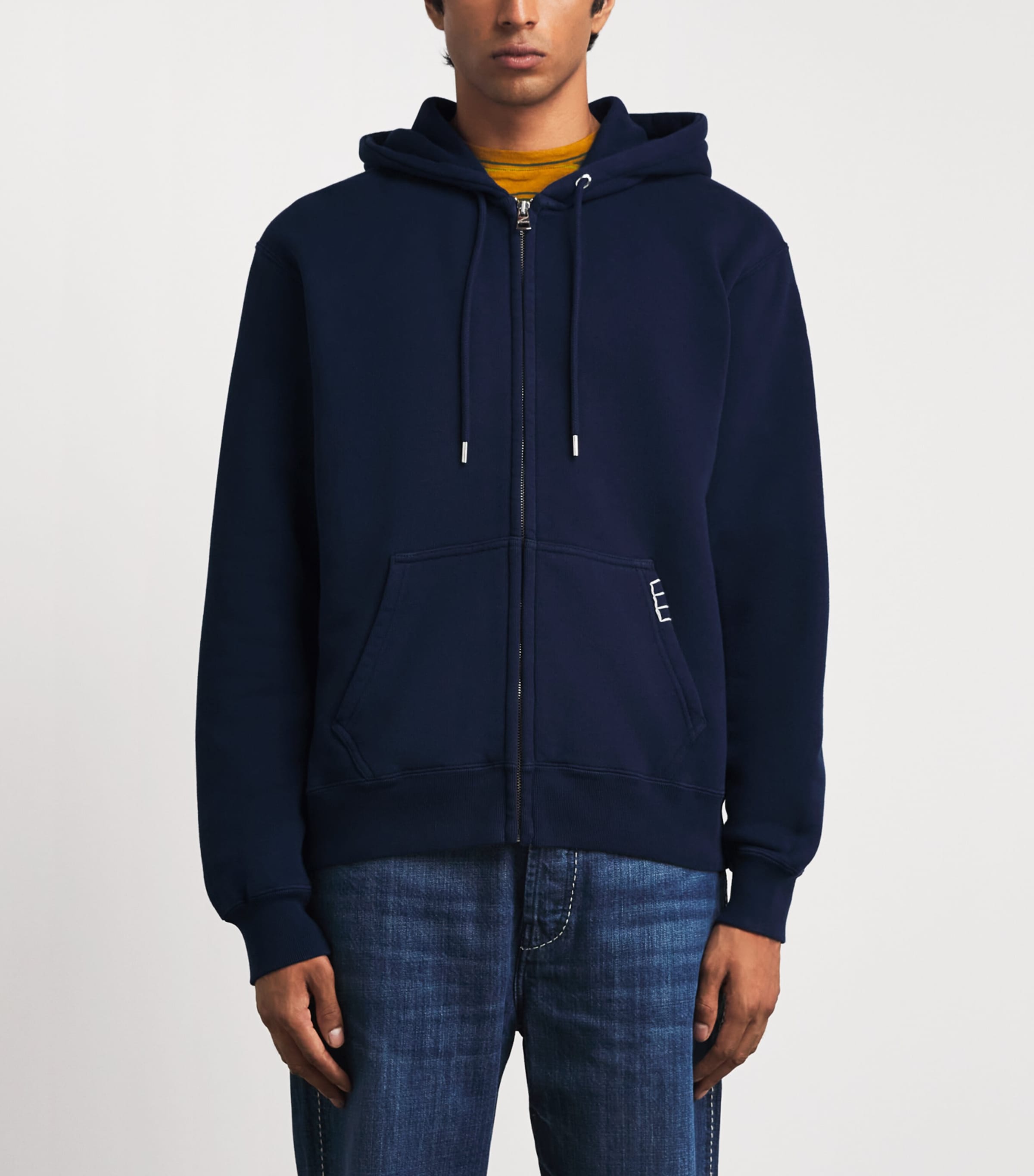 JW Anderson Mens Cotton Zip-Up Hoodie Navy Image 4