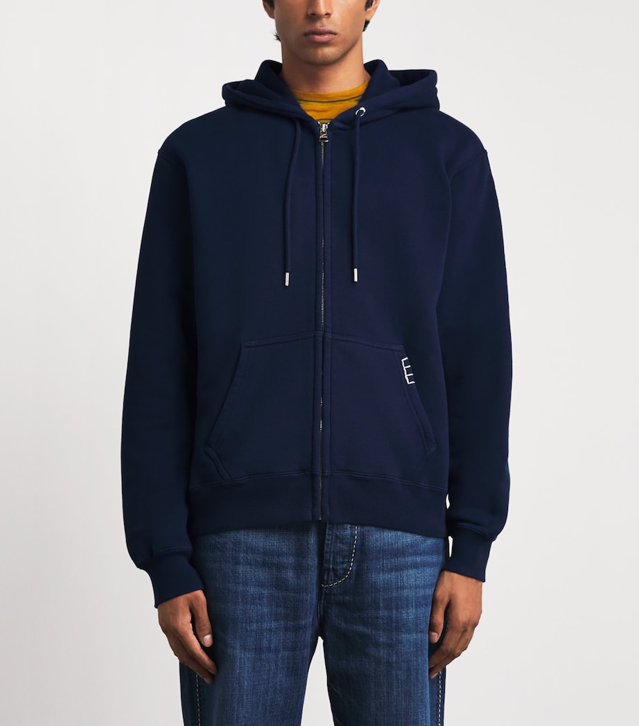 JW Anderson Mens Cotton Zip-Up Hoodie Navy Image 4
