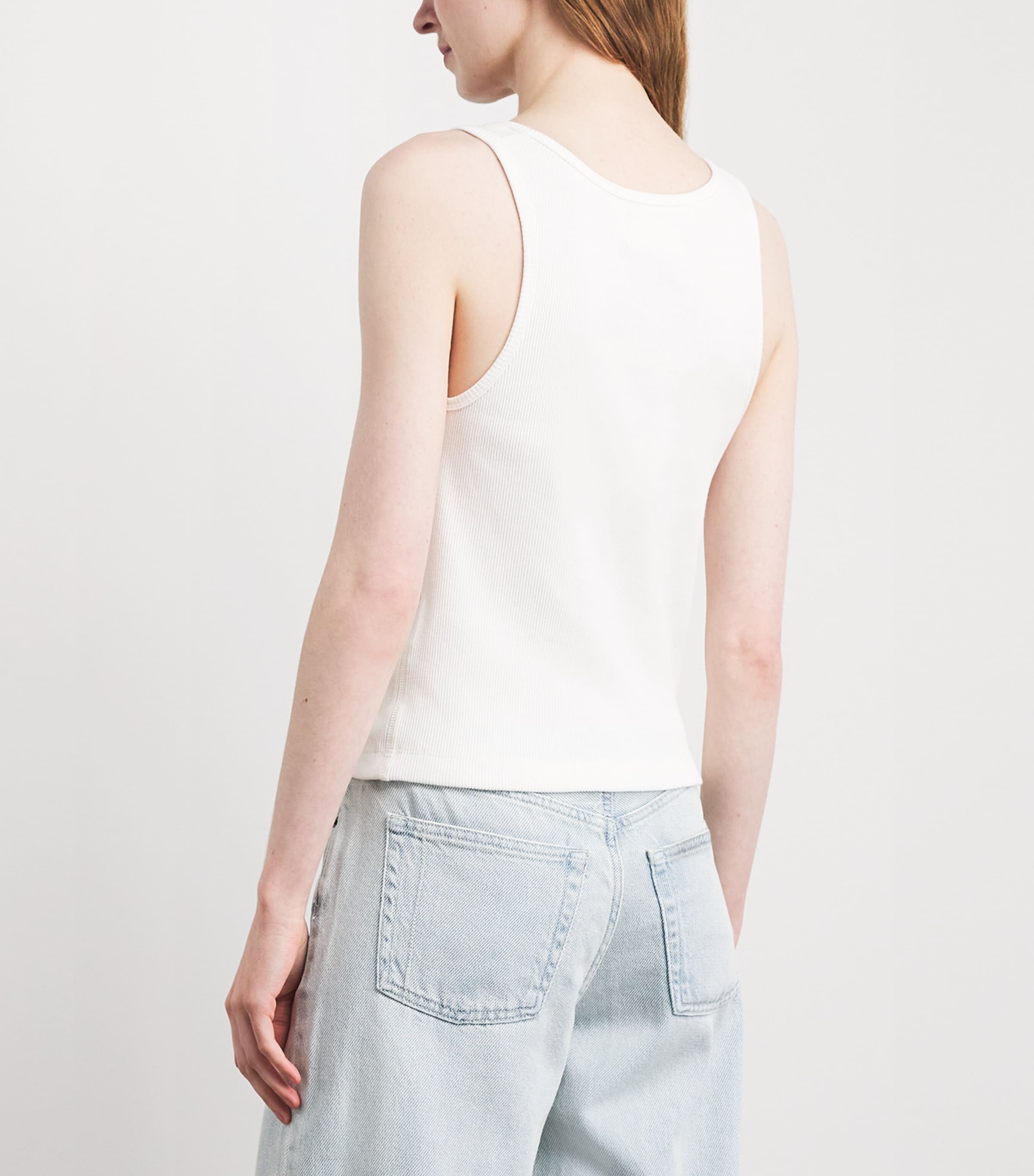 STILL HERE Womens Stretch-Cotton Snap Tank Top Milk Image 5