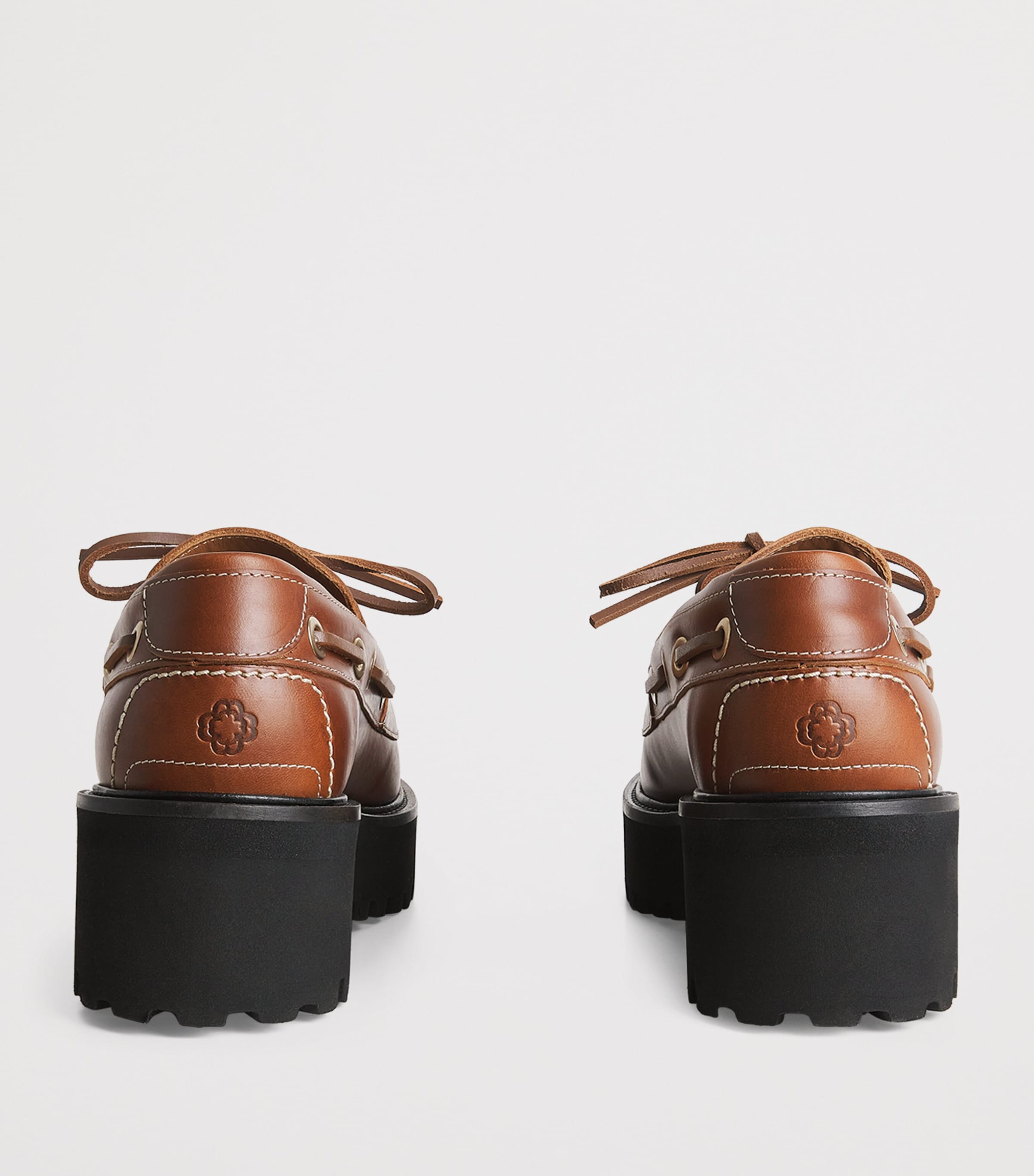 Leather Boat Shoes BROWN Image 4