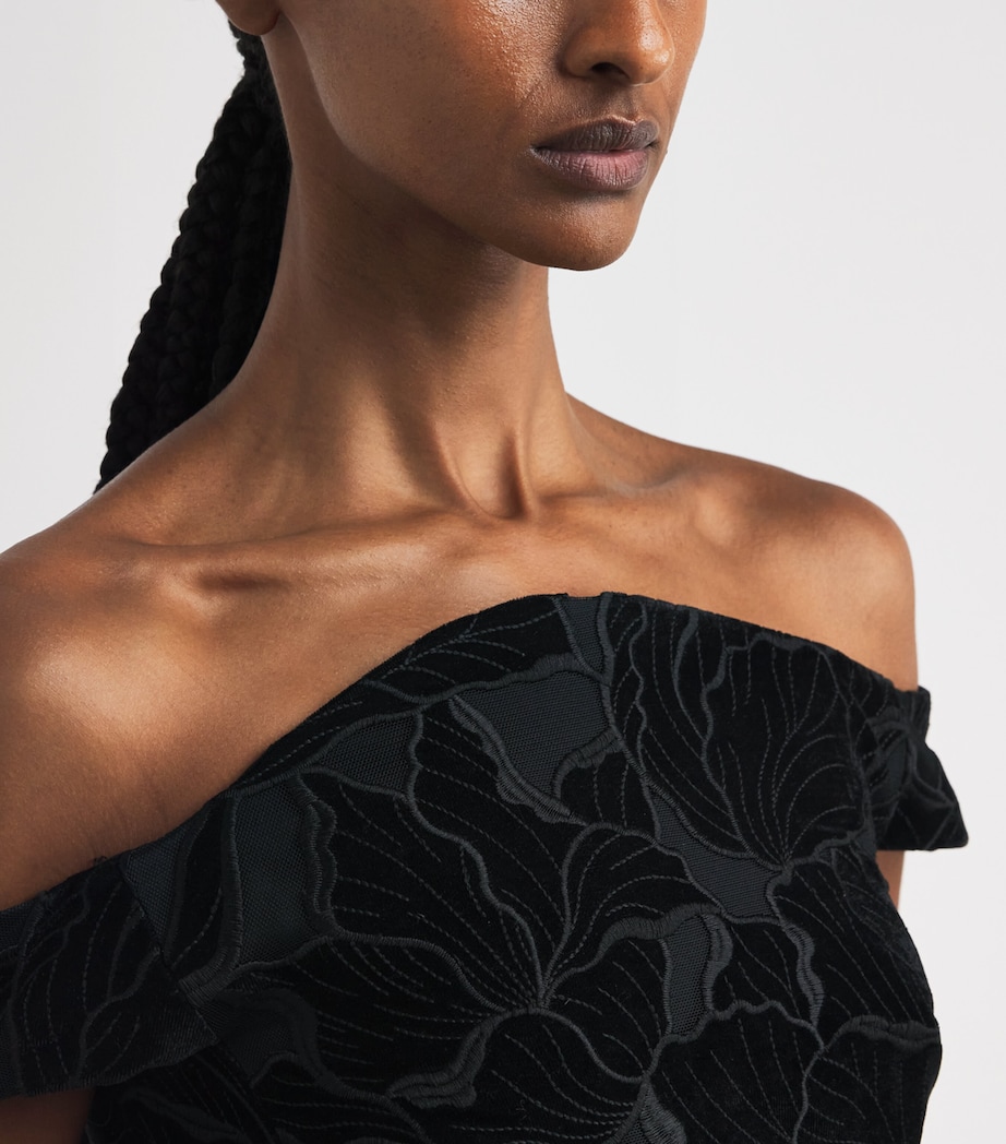Erdem Womens Velvet Off-The-Shoulder Cocktail Dress Black Image 5