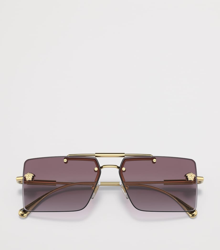Versace Rimless Rectangle Sunglasses Gold Image 5