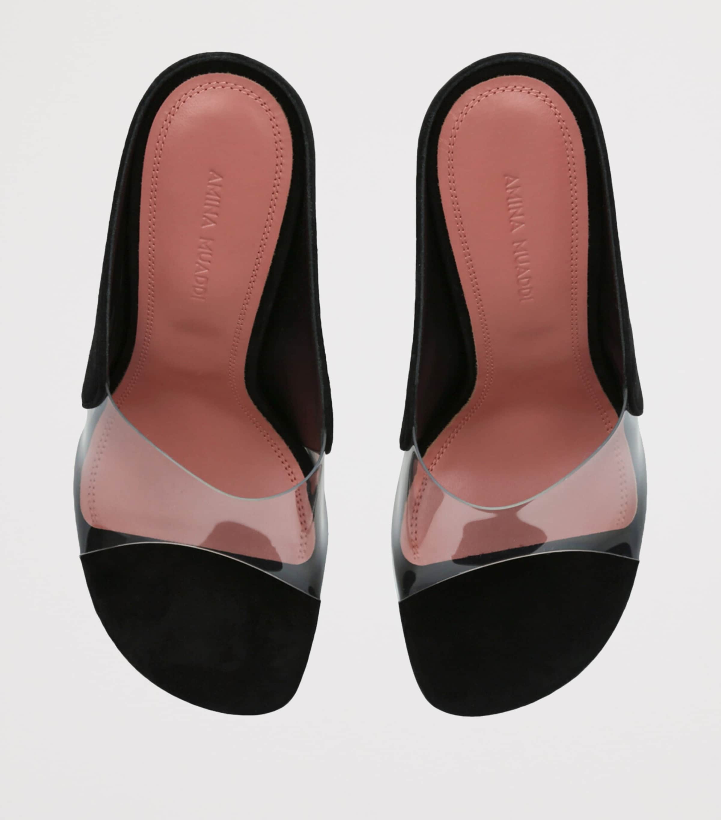 Amina Muaddi Suede PVC Mackenzie Mules 90 Blk/other Image 4