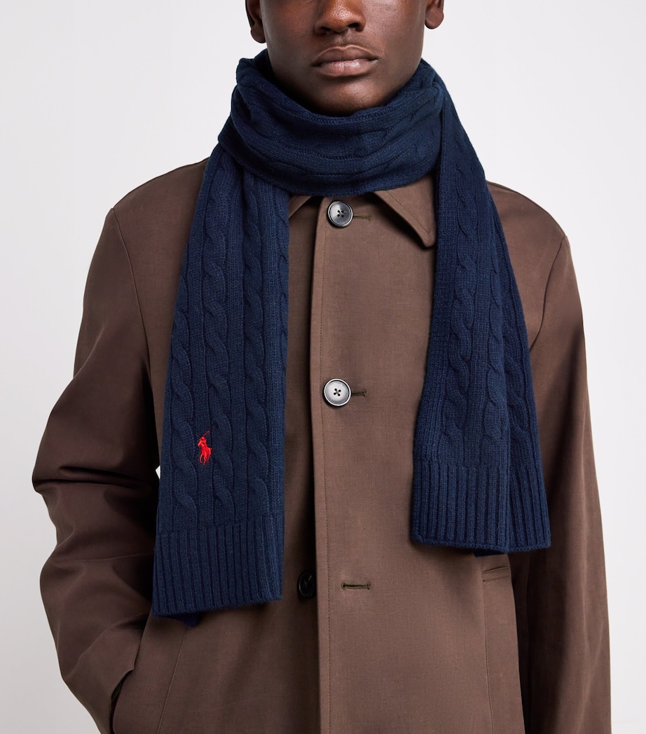 Wool-Blend Cable-Knit Scarf BLUE Image 2