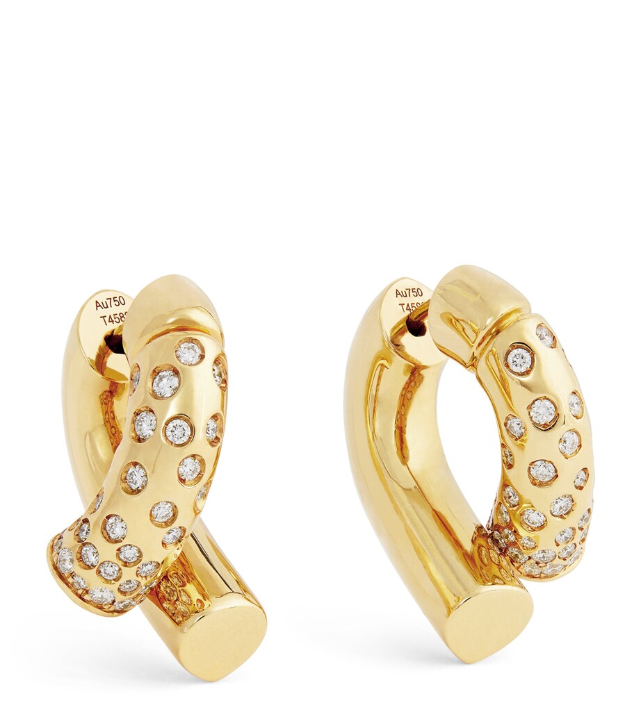 Tabayer Yellow Gold and Pavé Diamond Oera Hoop Earrings Yellow Gold Image 1