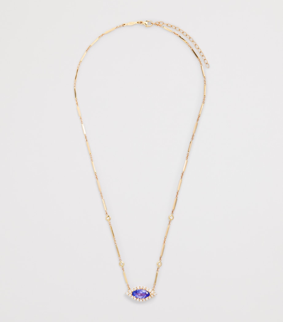 Yellow Gold, Diamond and Tanzanite Evil Eye Necklace YELLOW GOLD Image 3