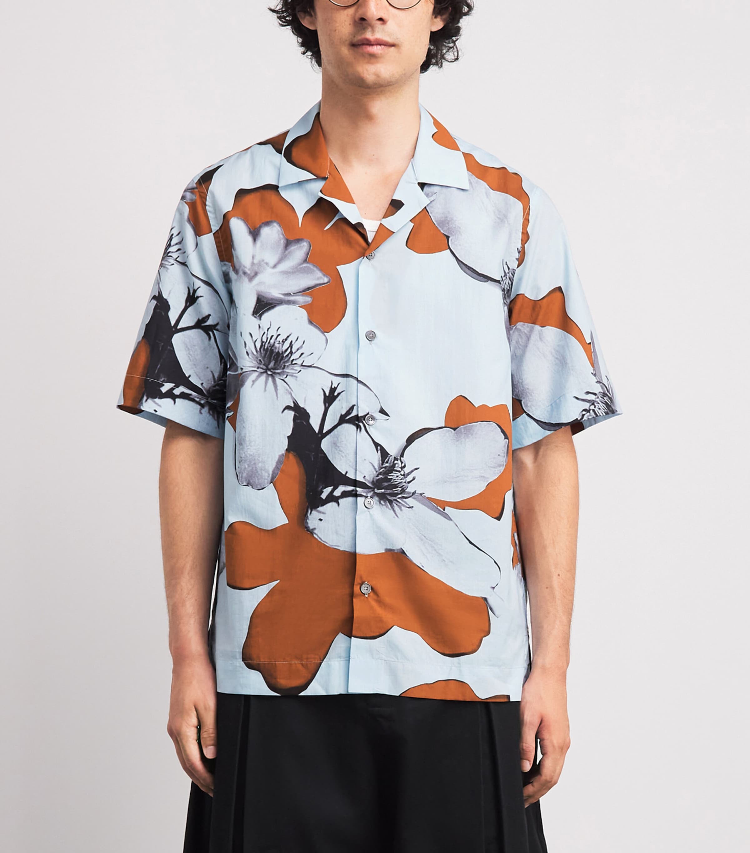 Paul Smith Mens Cotton Printed Shirt Blue Image 4