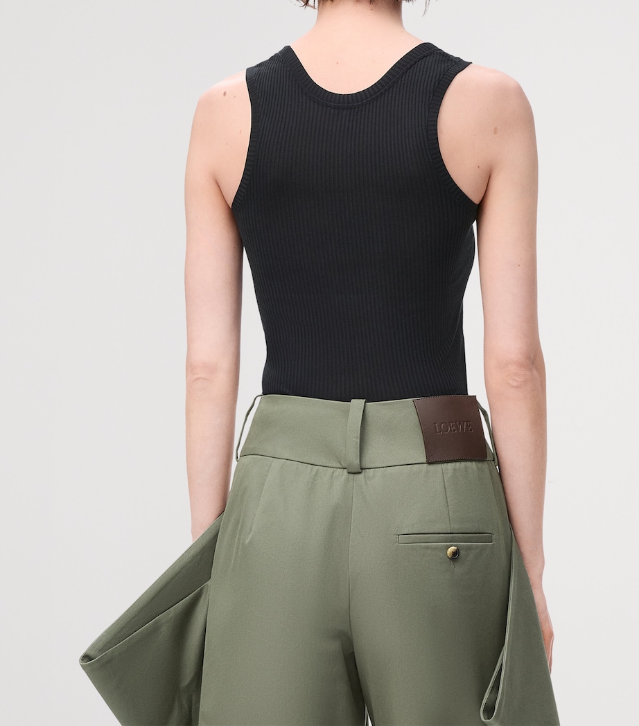 Silk-Blend Anagram Tank Top BLACK Image 4
