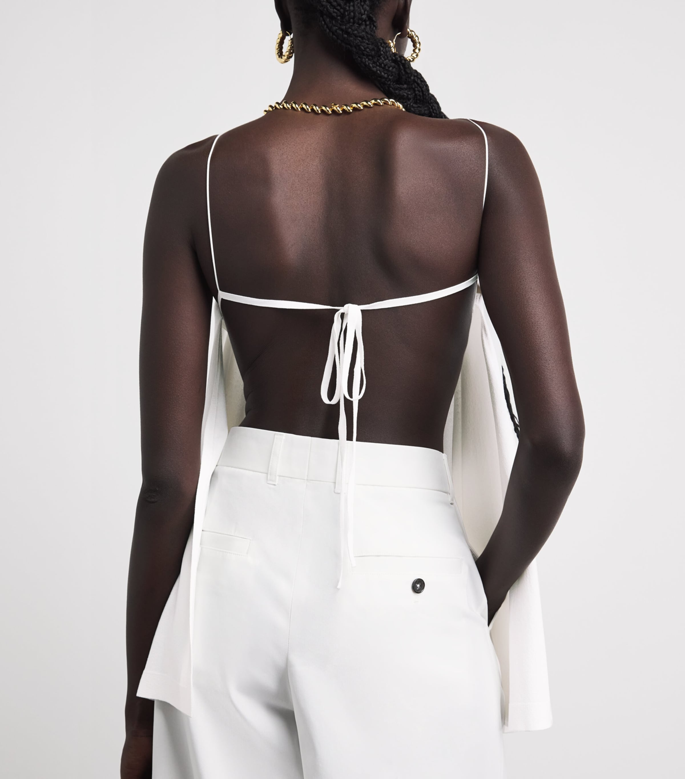 Jacquemus Womens Jersey Open Back Voile Top White Image 3