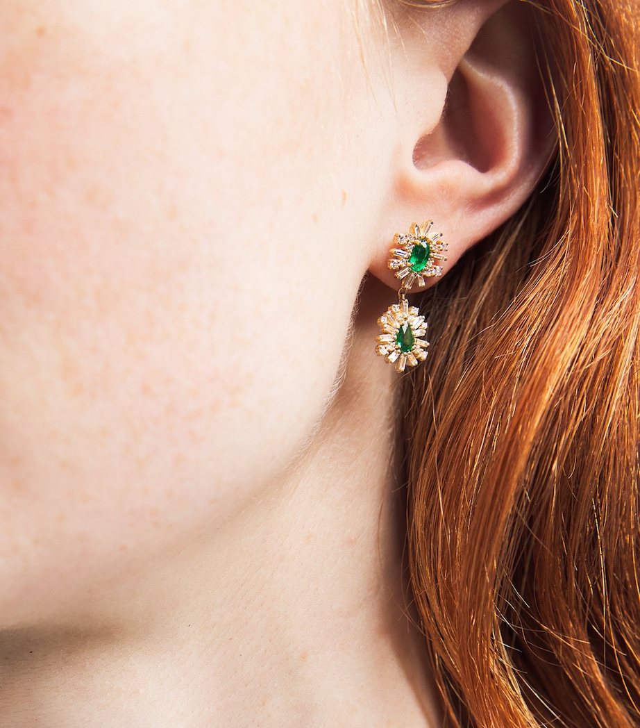 Suzanne Kalan Yellow Gold, Diamond and Emerald One of a Kind Drop Earrings Yg/emer Image 2