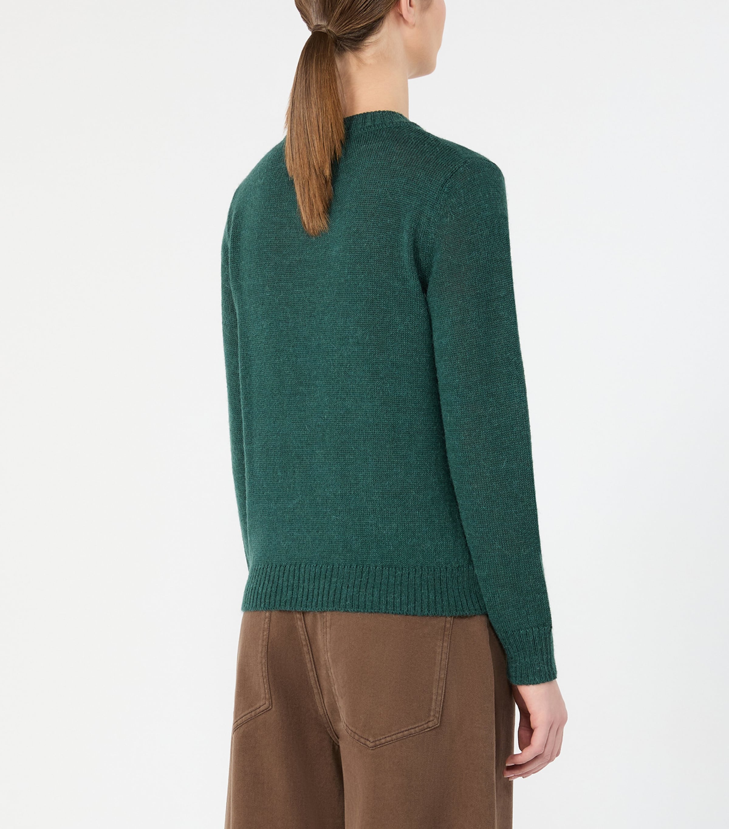 Weekend Max Mara Womens Knitted Floral Sweater Dark Green Image 4