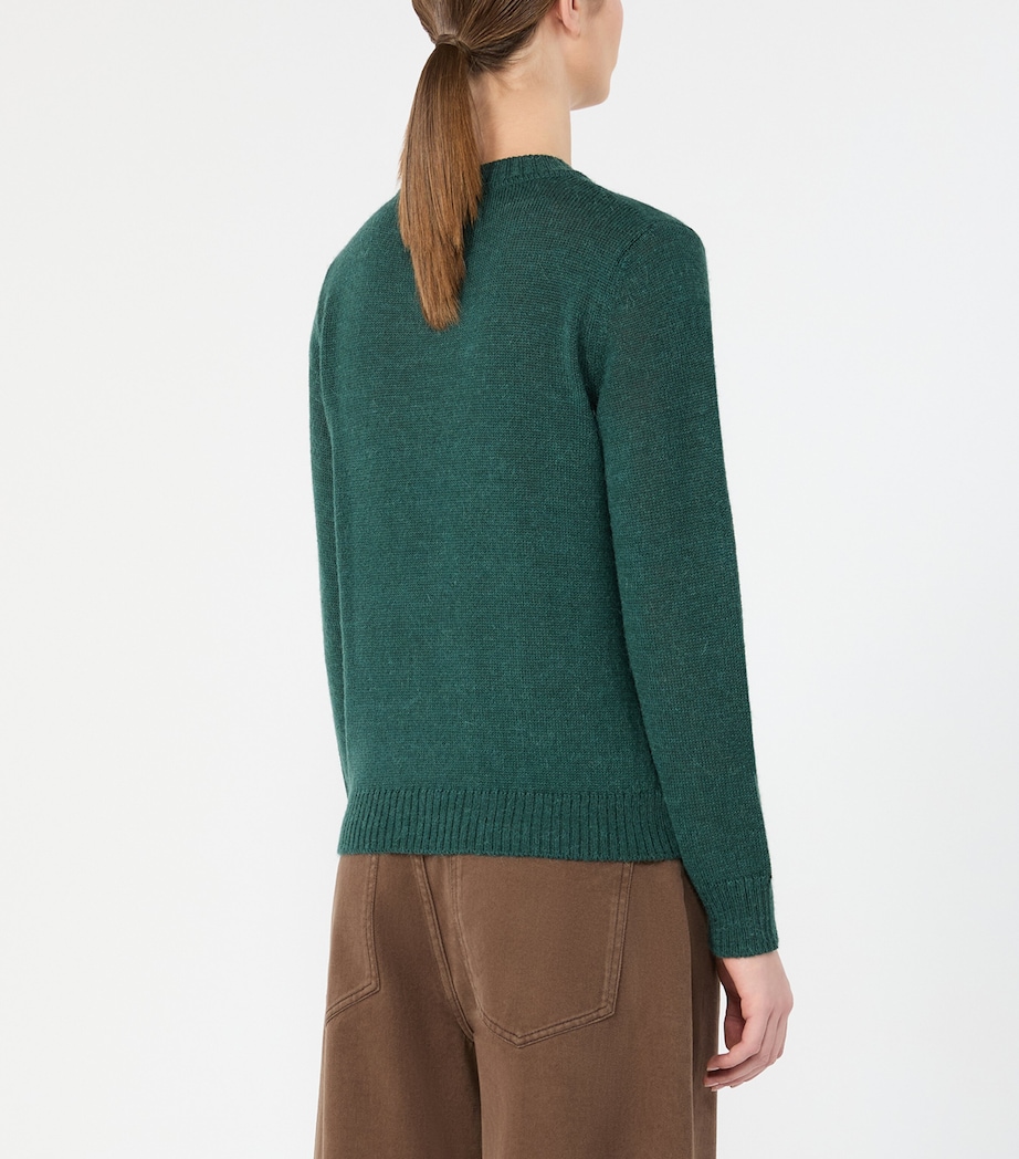 Weekend Max Mara Womens Knitted Floral Sweater Dark Green Image 4