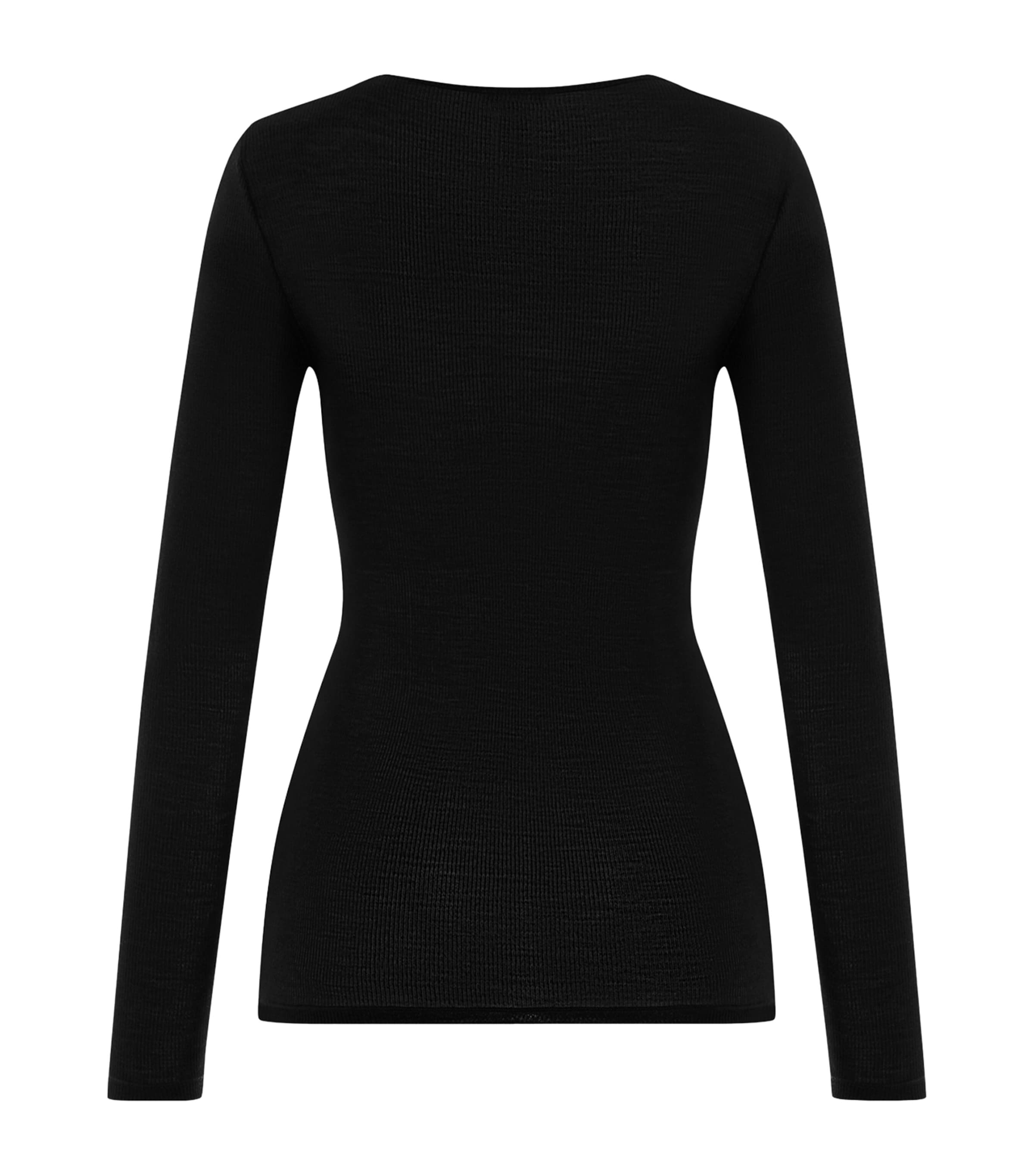 Hanro Womens Wool-Silk Long-Sleeve T-Shirt Black Image 3