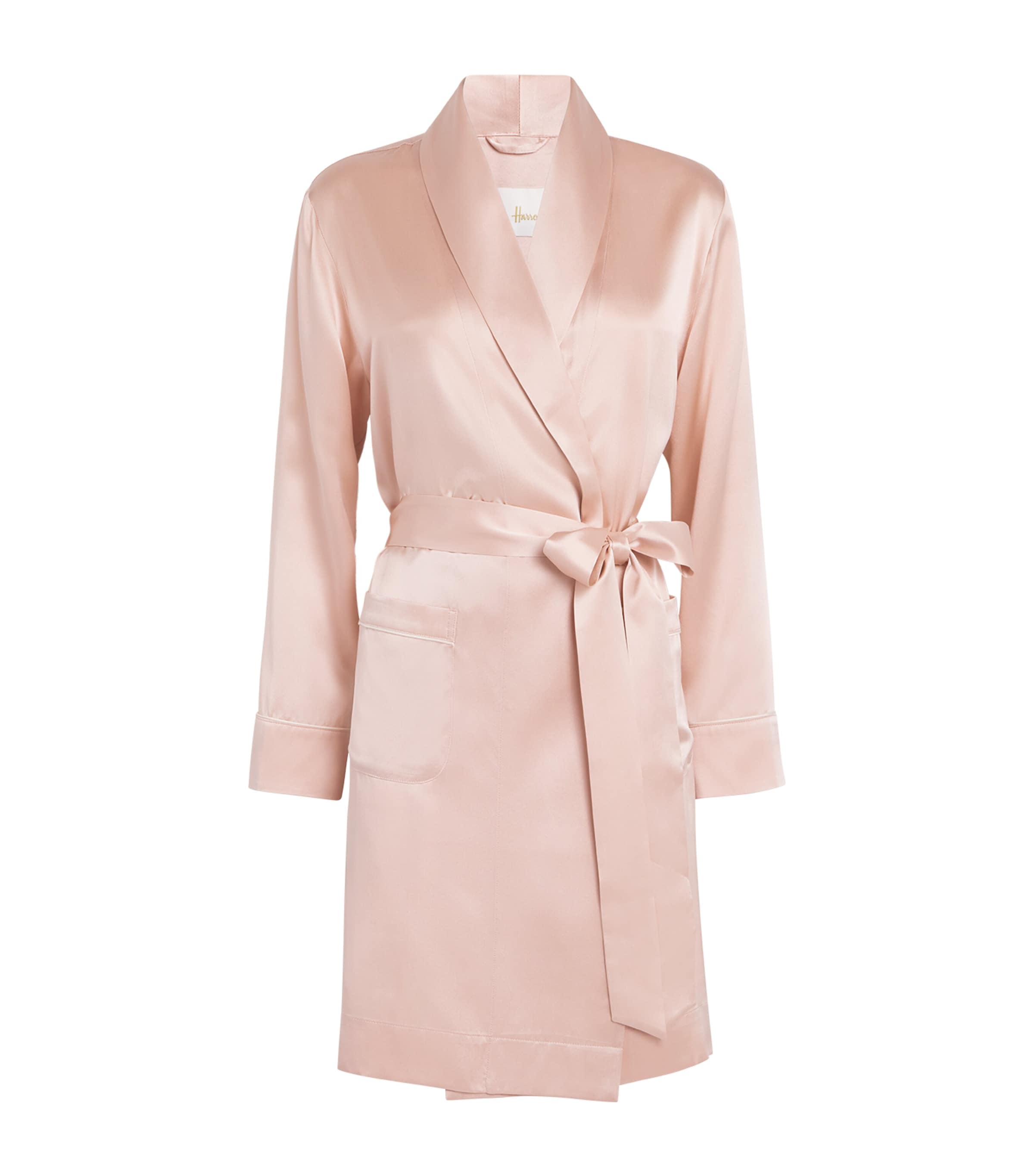Harrods Silk Short Robe In Pink