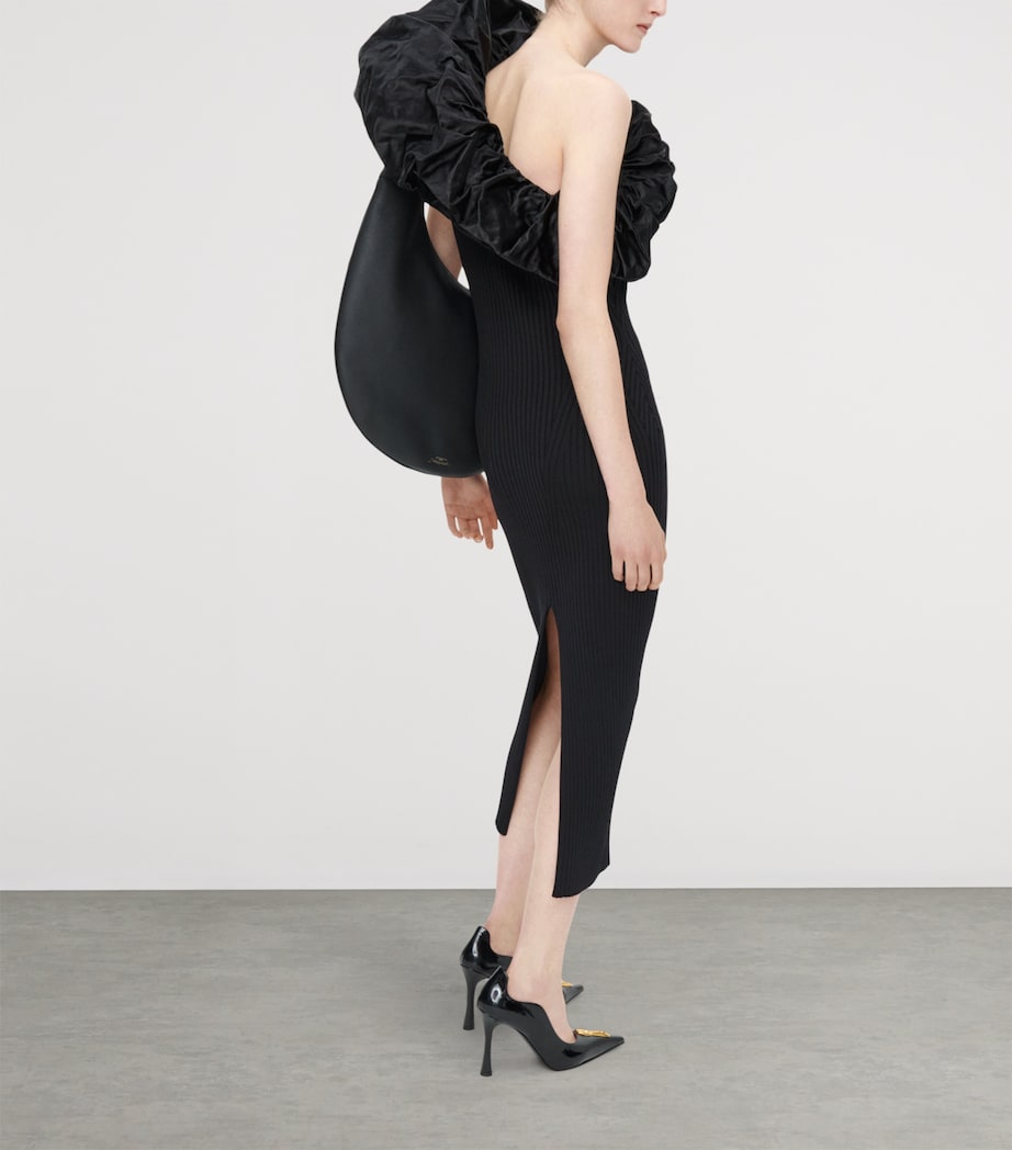 Schiaparelli Womens Knitted Sculptural Ruffle Midi Dress Black Image 3