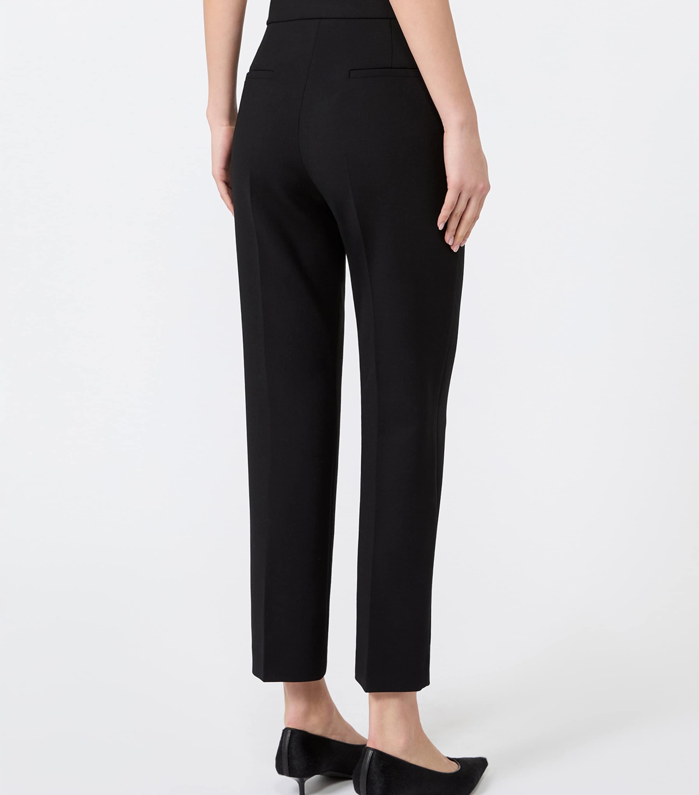 Max Mara Womens Wool-Blend Cropped Trousers Black Image 3