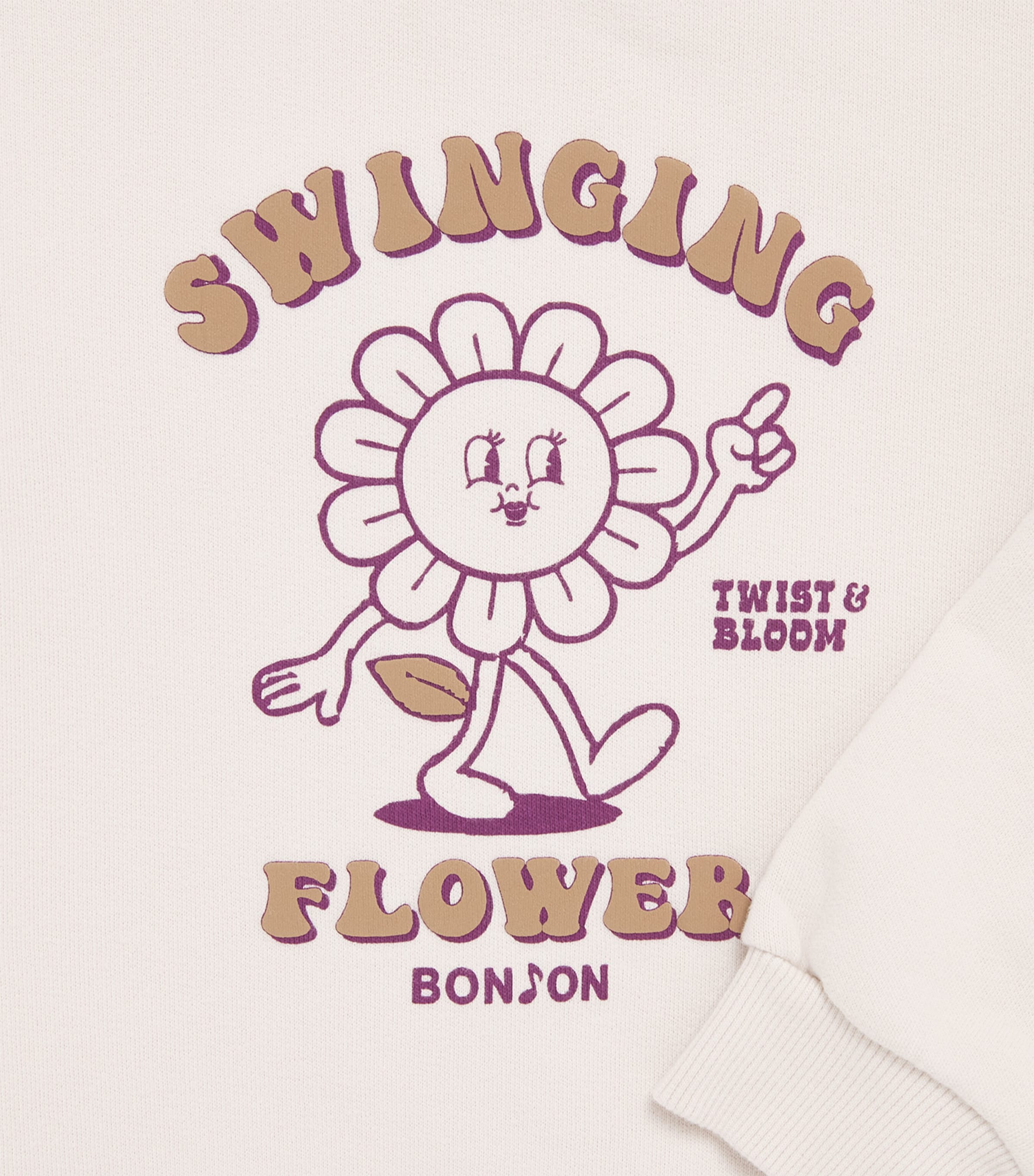 Bonton Swinging Flower Sweatshirt (2-14 Years) Milk Image 3
