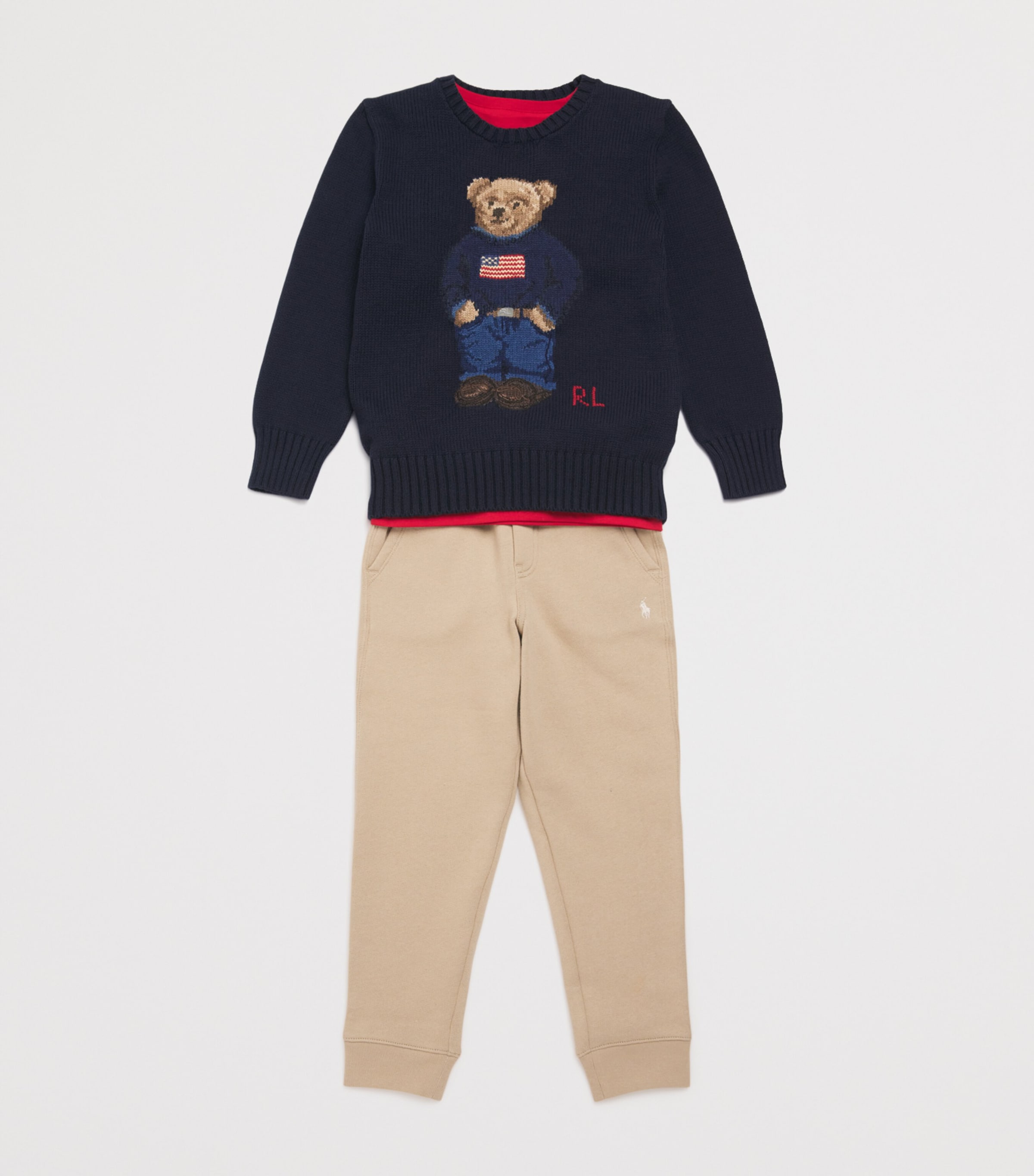 Cotton Polo Bear Sweater (6-14 Years) NAVY Image 3