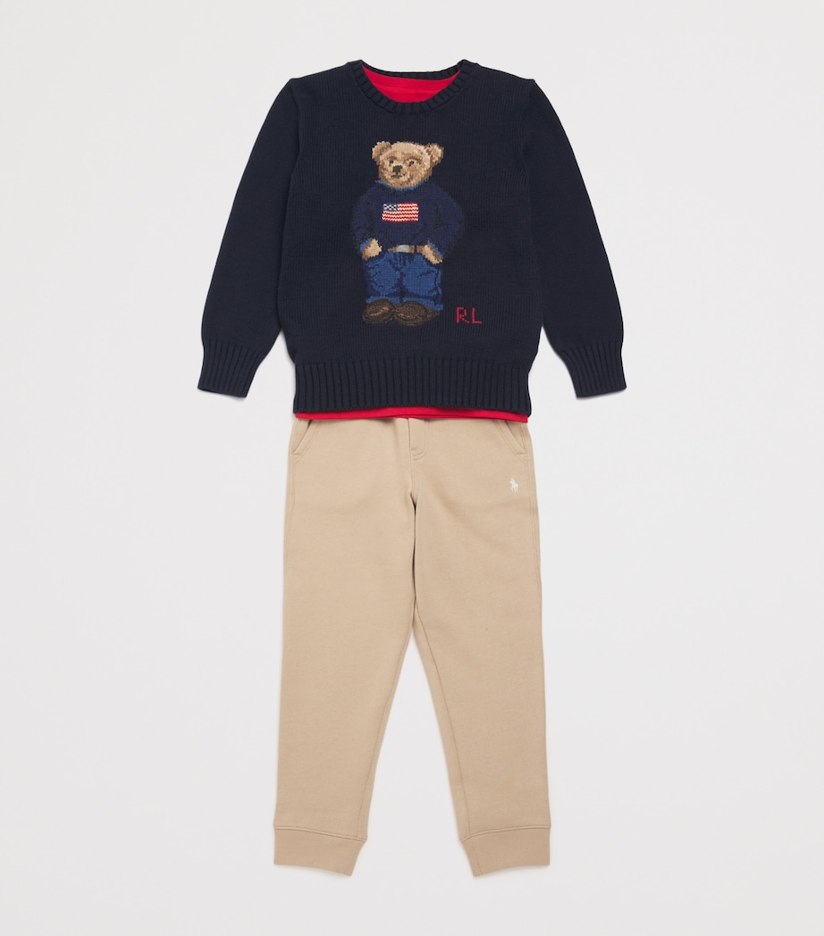 Cotton Polo Bear Sweater (6-14 Years) NAVY Image 3