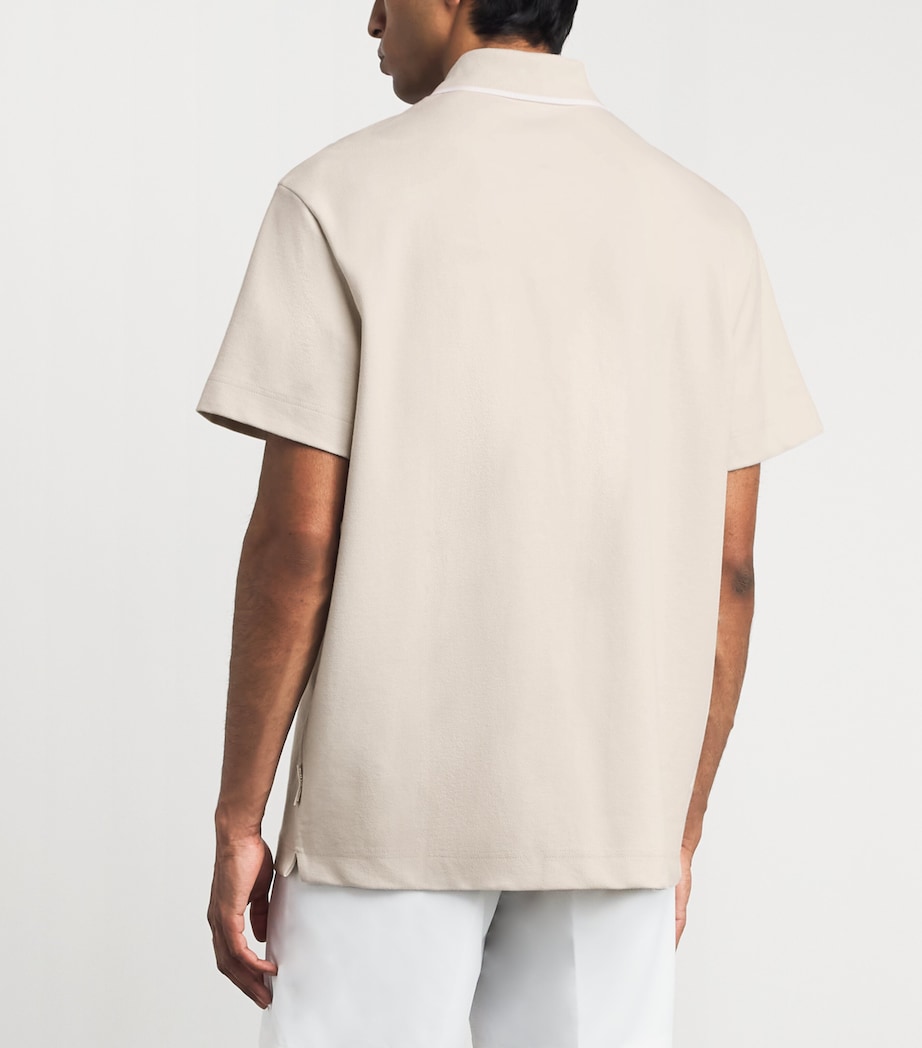 On Mens Cotton Pique Polo Shirt Sand | White Image 5