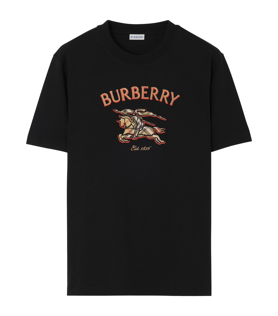 Burberry Mens Cotton Appliqué T-Shirt Black Image 1