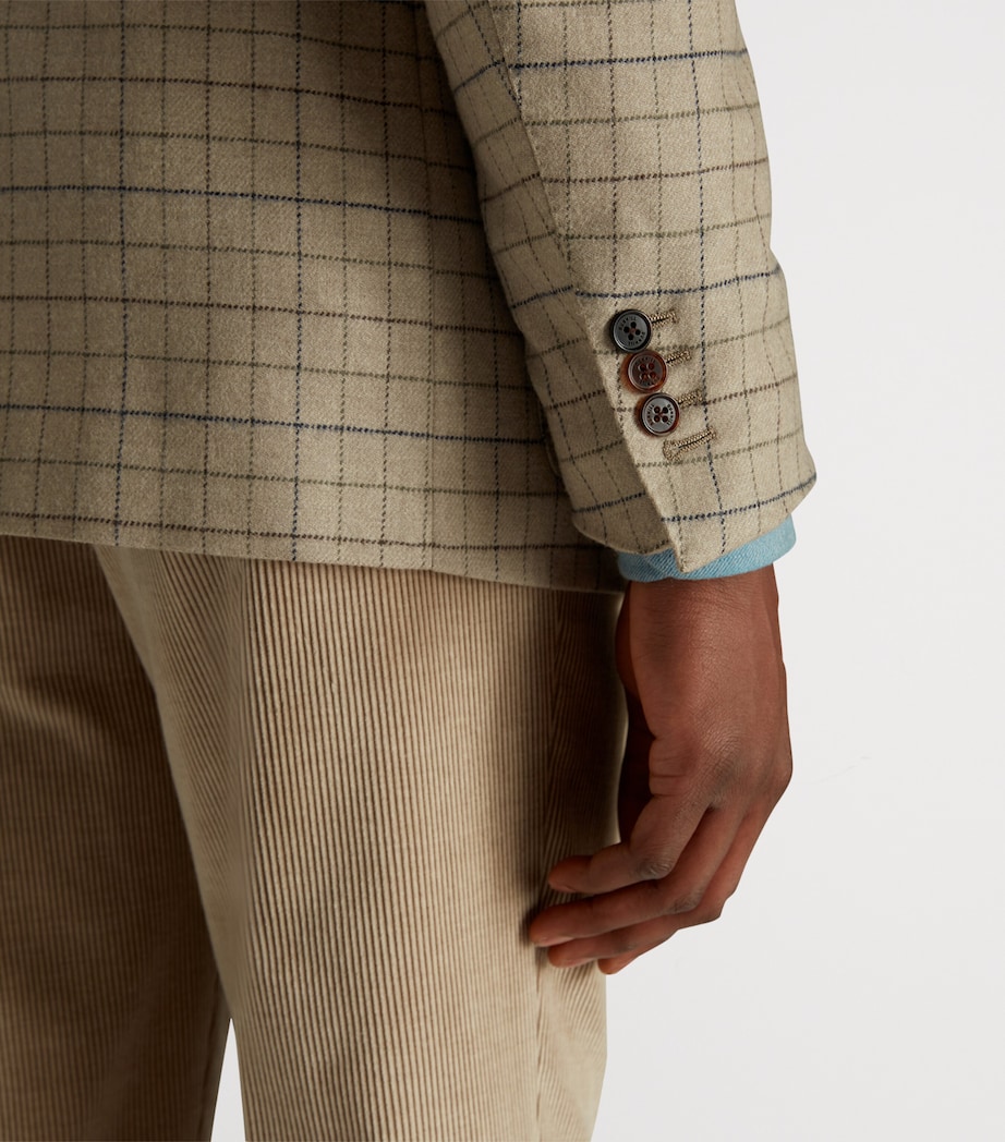 Virgin Wool-Cashmere Tattersall Check Bourdon Blazer 272WARM BEIGE Image 5