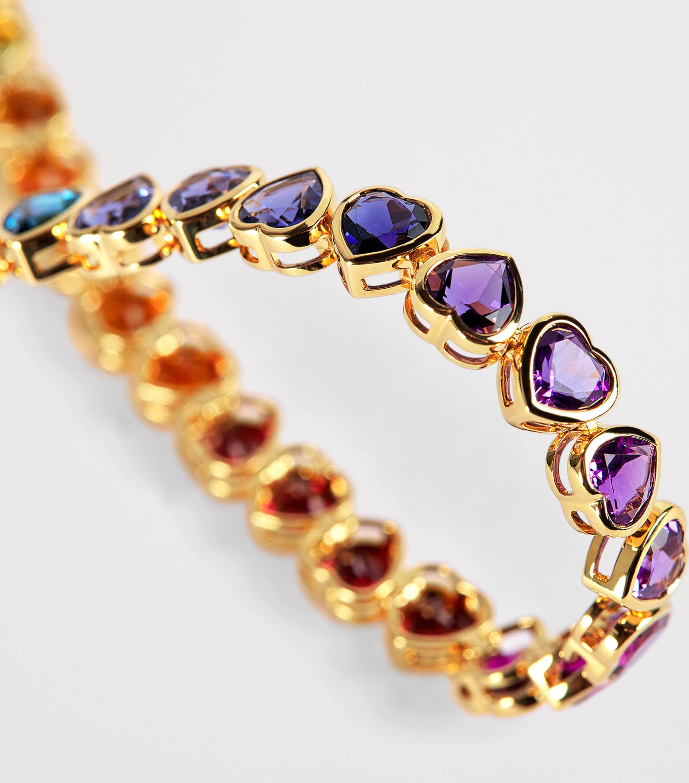 Yellow Gold and Multi-Gemstone I Heart Rainbow Bracelet YELLOW GOLD Image 4