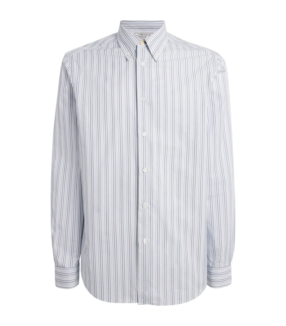 Cotton Stripe Shirt BLUE-40 Image 1