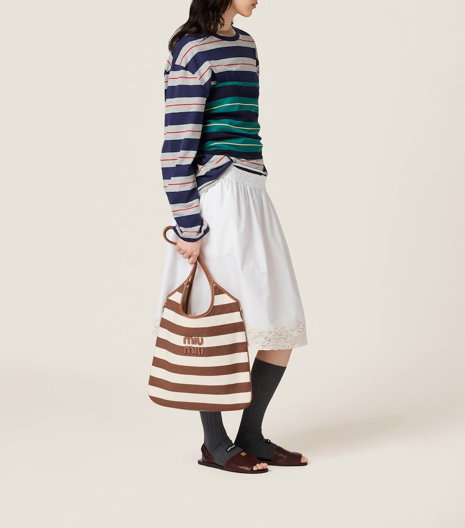 Canvas-Leather Ivy Tote Bag F0966 Image 5