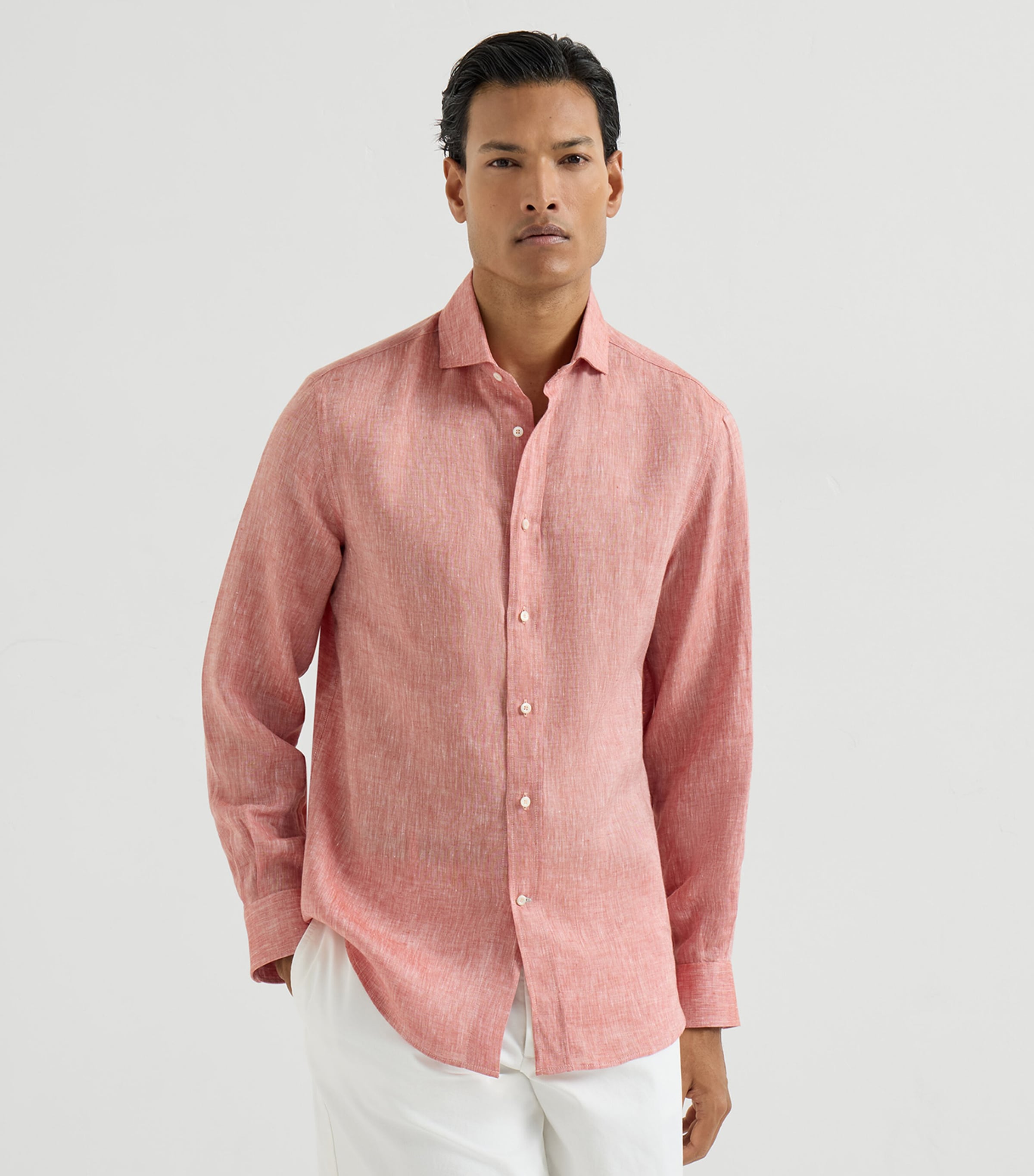 Brunello Cucinelli Orange Linen Easy-Fit Shirt | Harrods SA