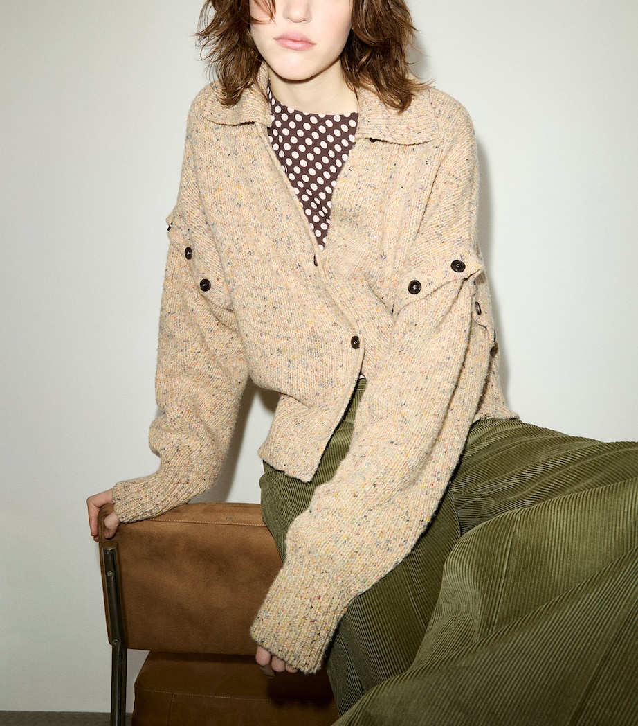 MAX&Co. Womens Wool Button-Detail Cardigan Beige Image 2
