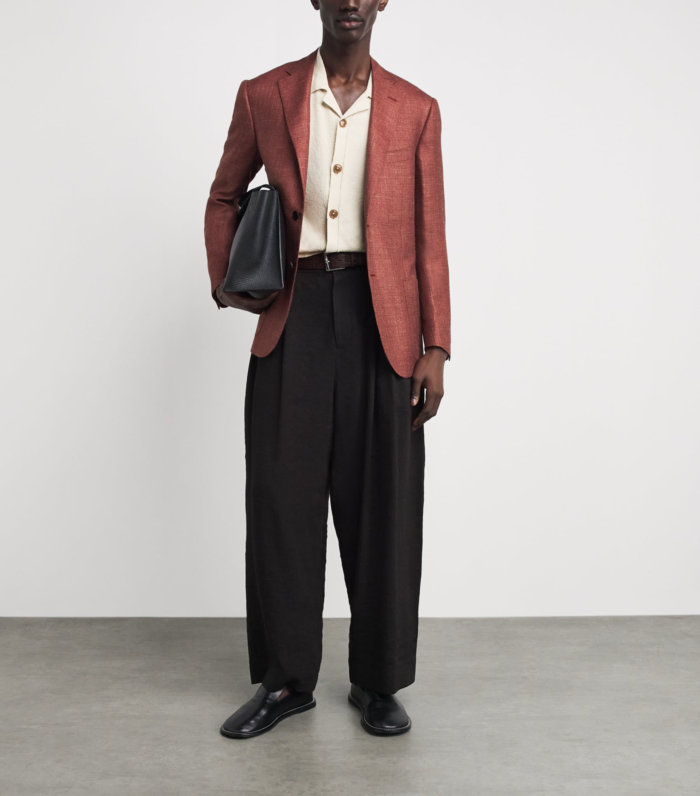 Corneliani Mens Virgin Wool-Silk-Linen Blazer Red Coloured Image 2