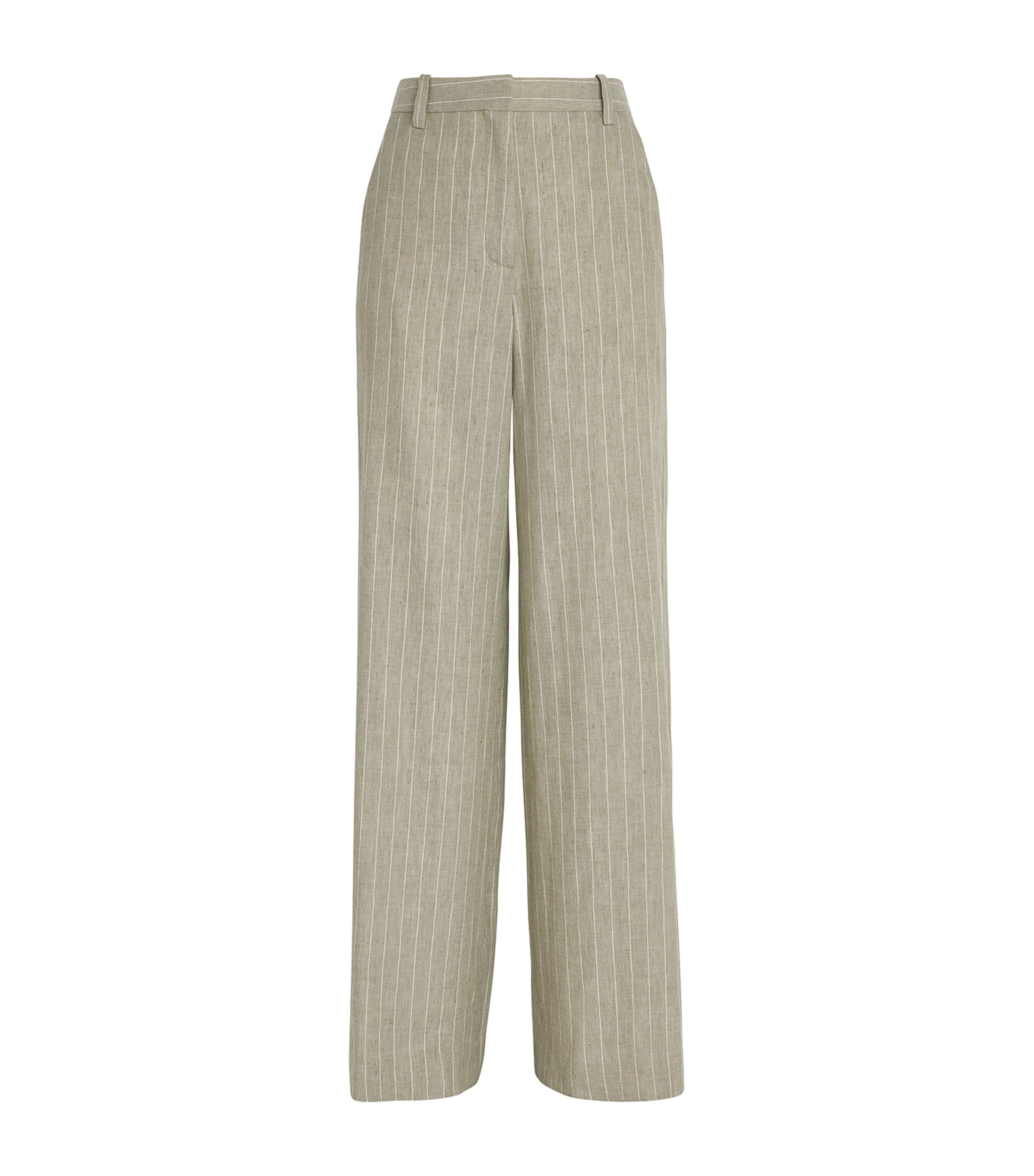 Maje Womens Linen-Cotton Blend Tailored Trousers Khaki Image 1