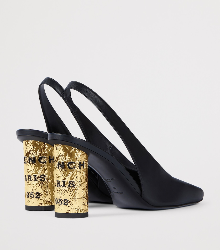 Leather Slingback Heels 85 BLACK Image 4