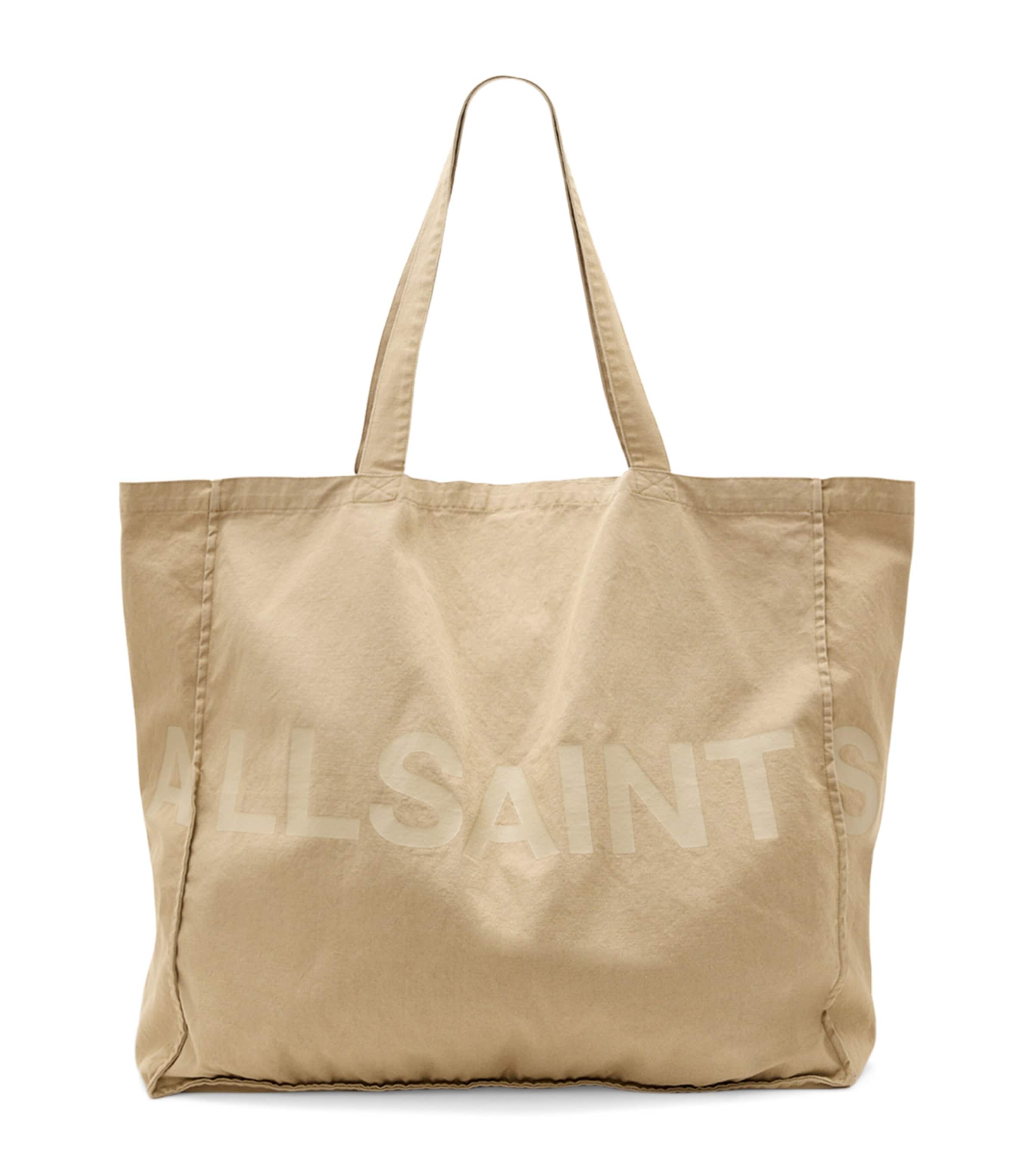 Shop Allsaints Large Organic Cotton Biggy Tote Bag In Green