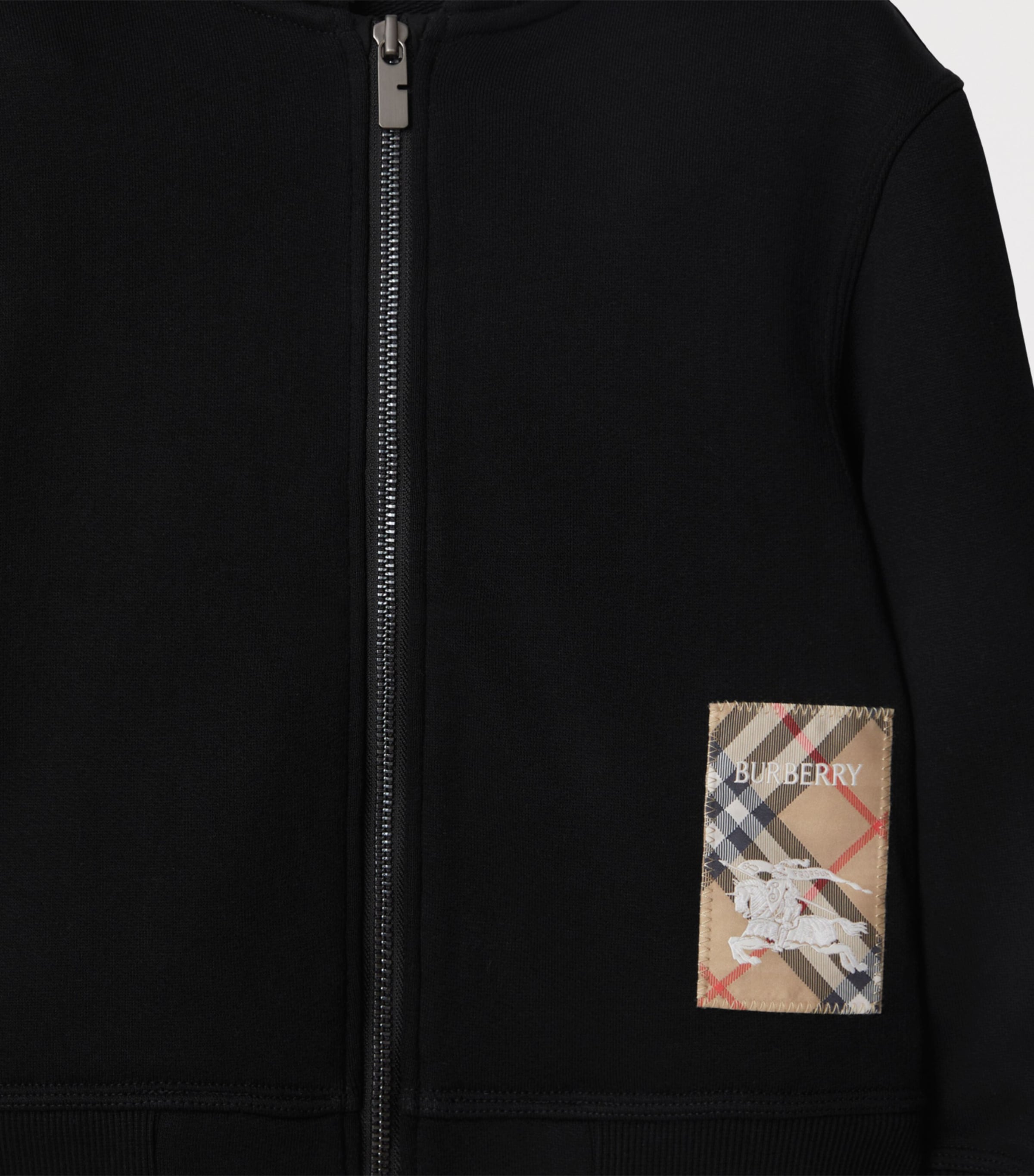 Cotton Check Patch Hoodie (3-12 Years) BLACK Image 3