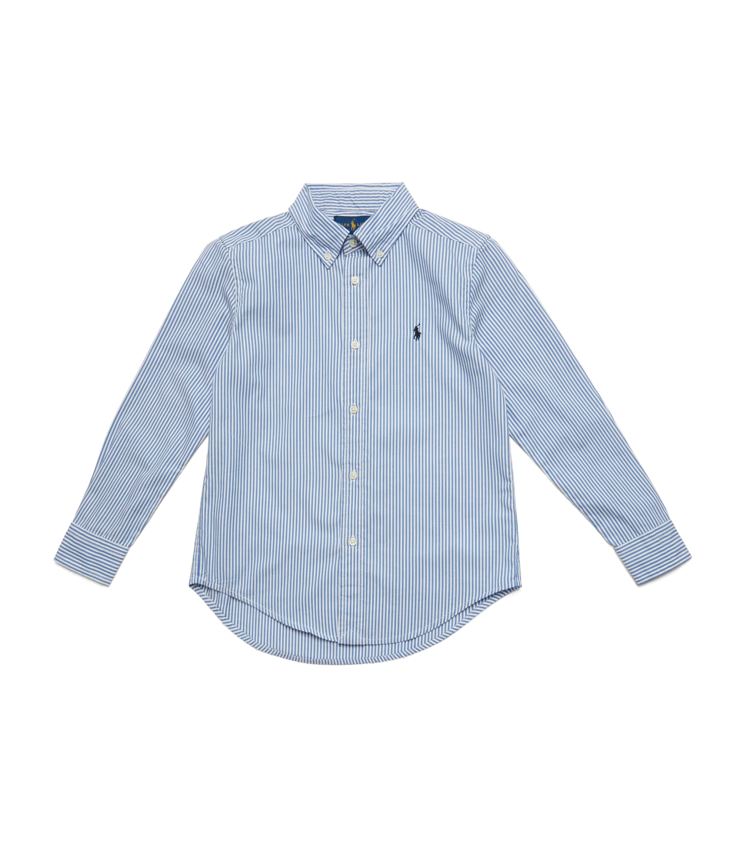 Shop Ralph Lauren Stripe Blake Oxford Shirt In Blue