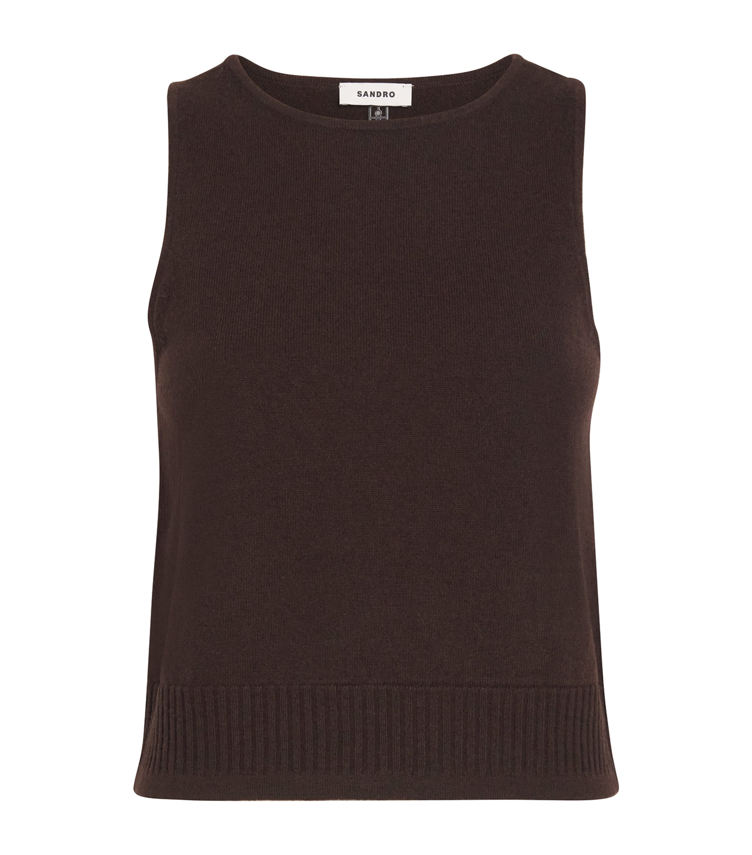 Sandro Wool-cashmere Tank Top In Brown