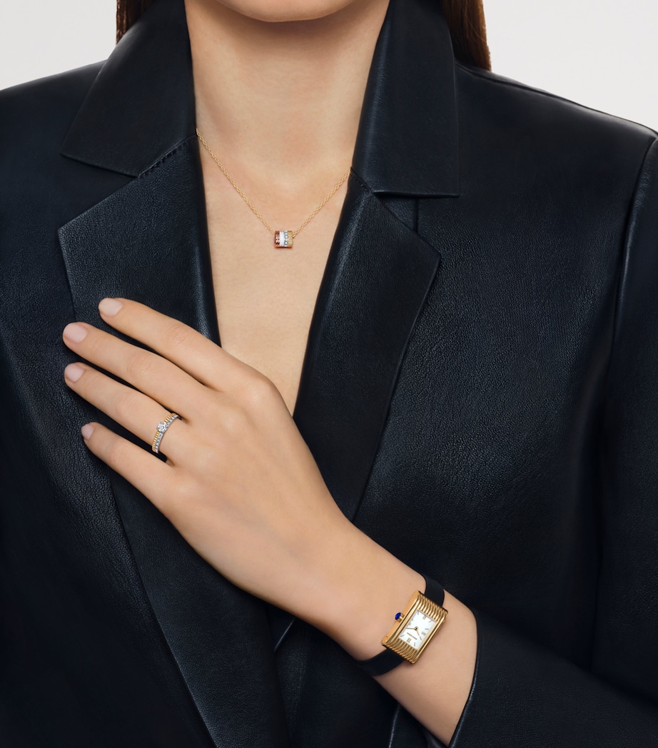 Mixed Gold and Diamond Quatre White Edition Pendant Necklace YELLOW GOLD Image 2