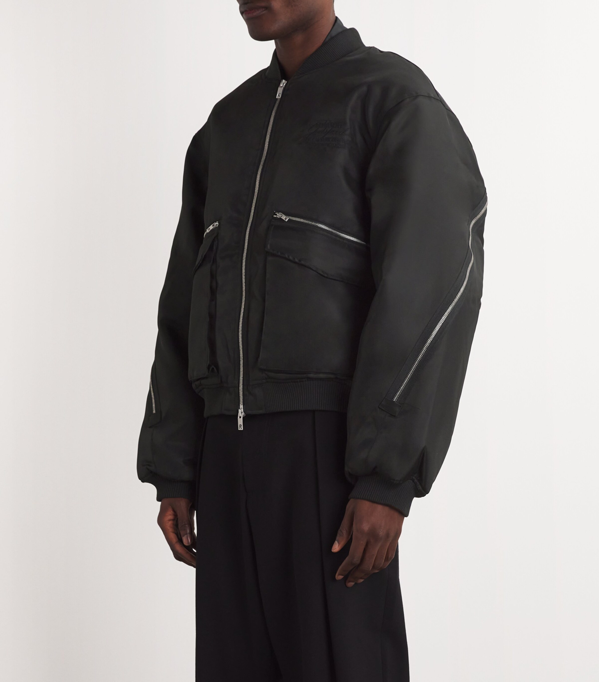 Represent Mens Expandable Padded Bomber Jacket Jet Black Image 3