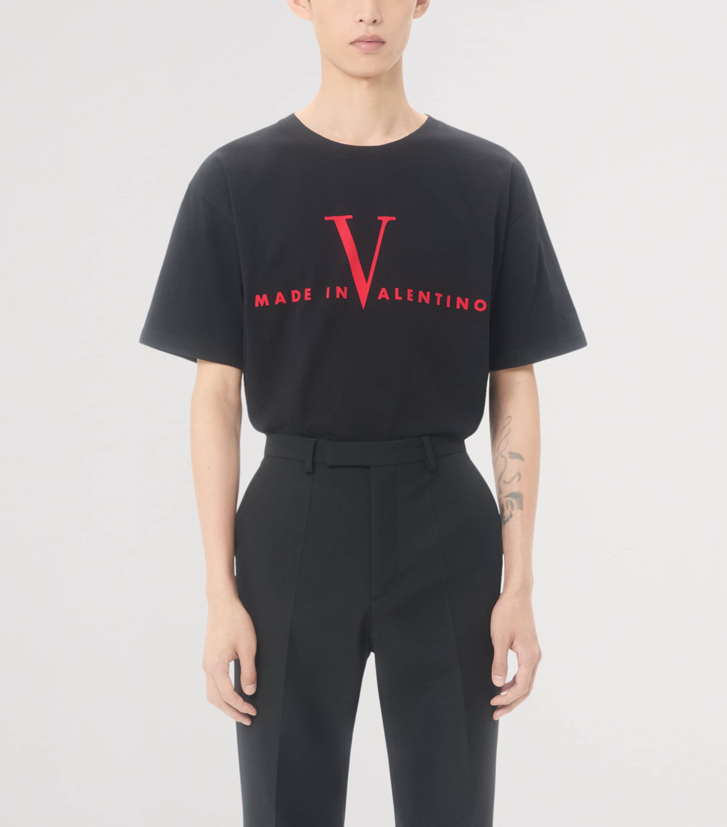 Cotton Made in Valentino Logo T-Shirt 0NR Image 2