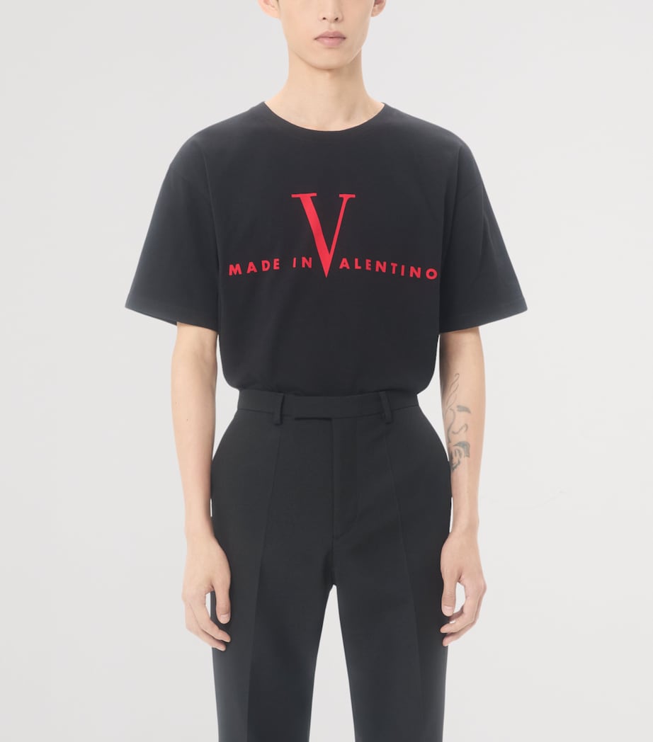 Cotton Made in Valentino Logo T-Shirt 0NR Image 2