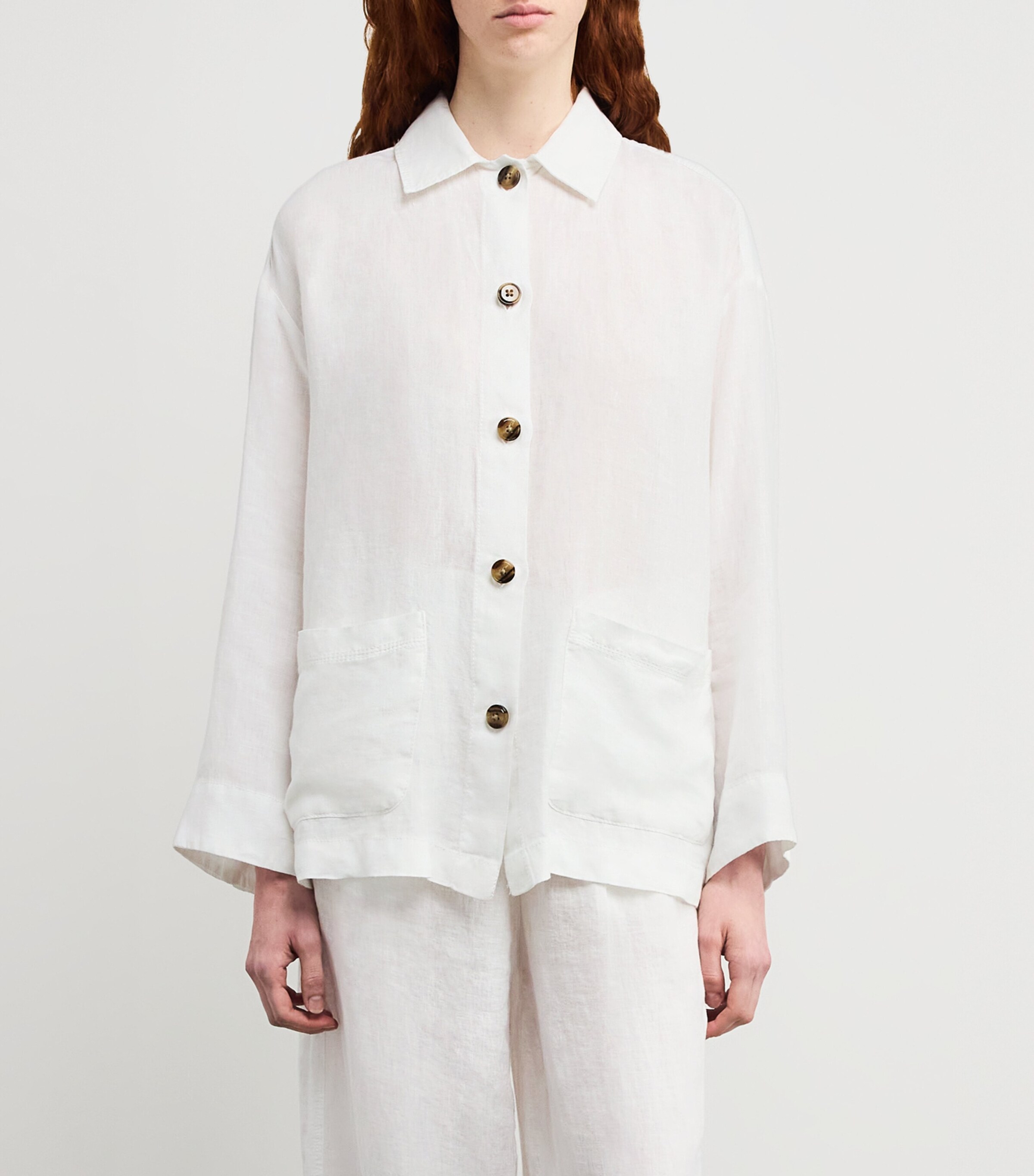 MAX&Co. Womens Linen Overshirt Optical White Image 3