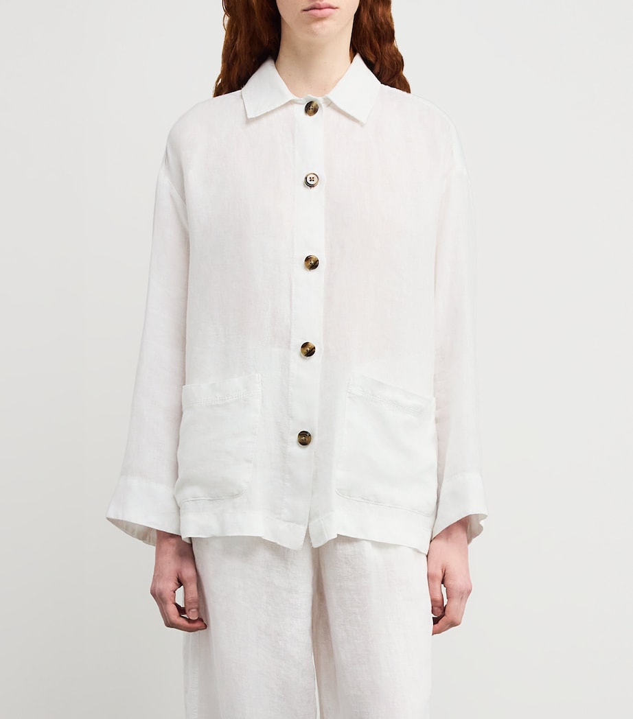 MAX&Co. Womens Linen Overshirt Optical White Image 3
